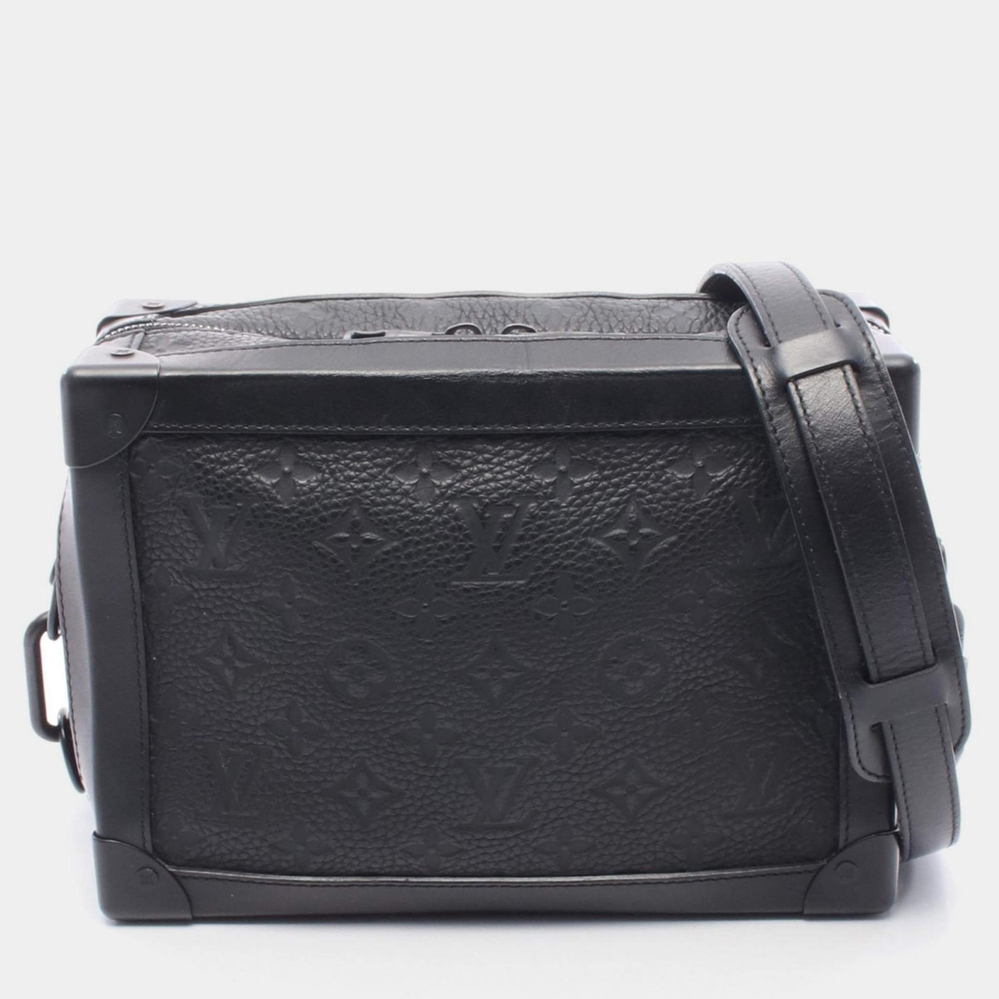 Pre Owned Louis Vuitton Soft Trunk Noir Monogram Clemence Leather Shoulder Bag