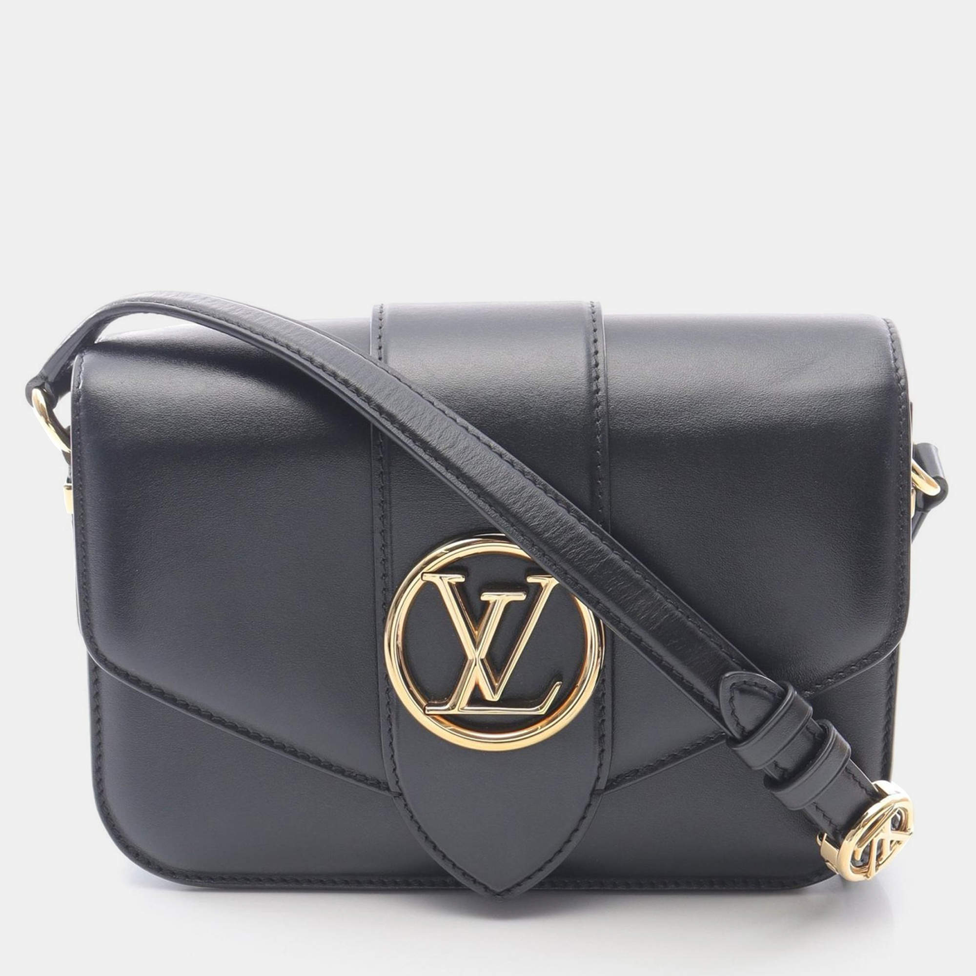 مملوكة مسبقًا حقيبة لوي فيتون بون 9 جلد أسود عبر الجسم للكتف