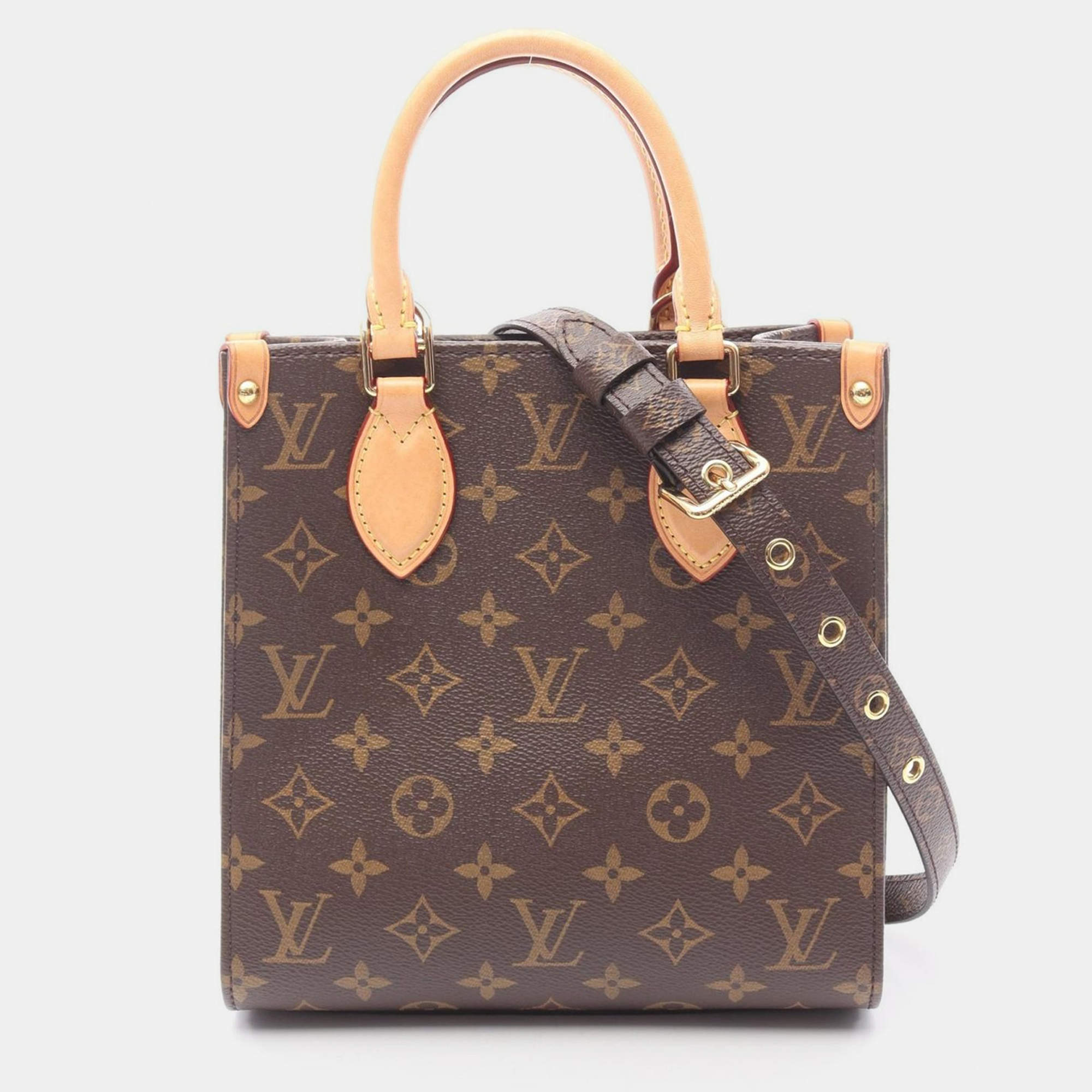 Pre Owned Louis Vuitton Sac Plat BB Brown Monogram Canvas Shoulder Handbag