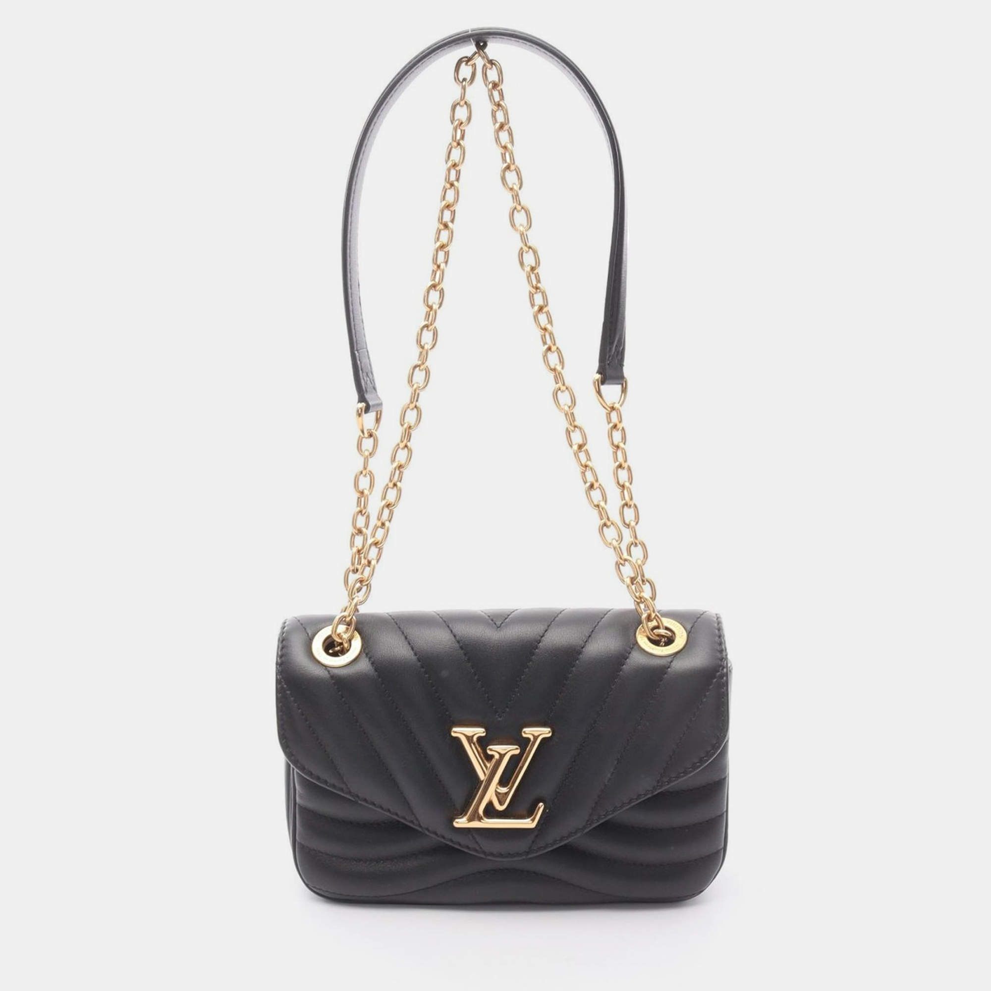 Pre Owned  Louis Vuitton New Wave Chain PM Black Leather Shoulder Bag