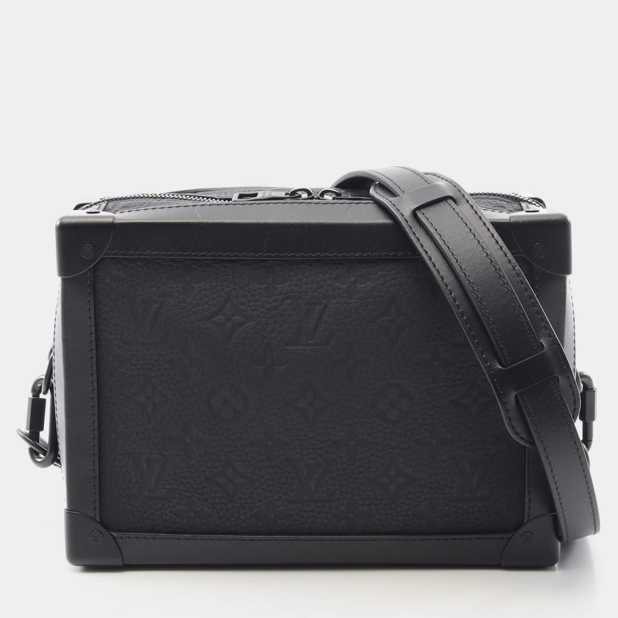 Pre Owned Louis Vuitton Soft Trunk Monogram Taurillon Black Leather Shoulder Bag