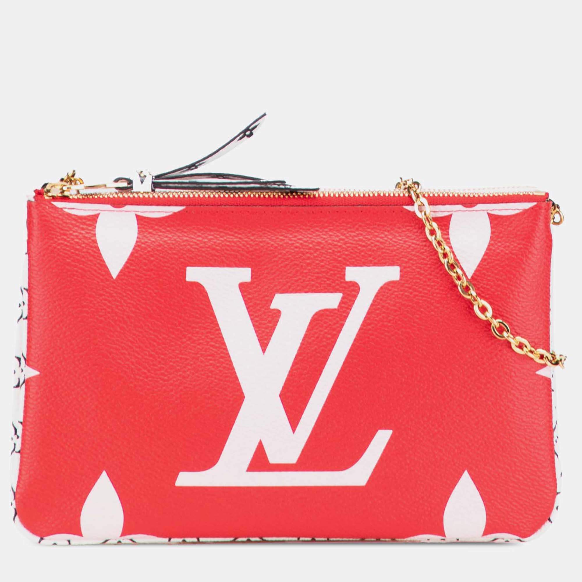 Pre Owned Louis Vuitton Pink Limited Edition Monogram Giant Double Zip Pochette