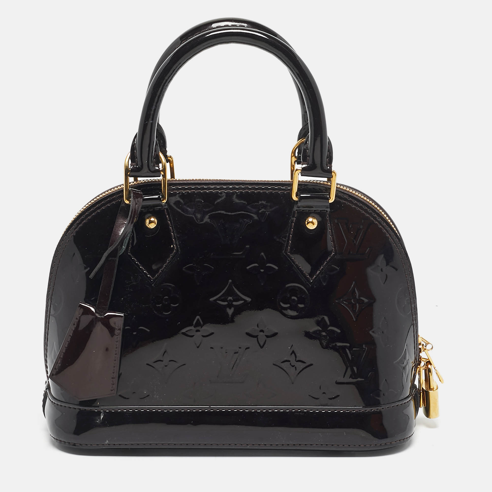 Pre Owned Louis Vuitton Amarante Monogram Vernis Alma BB Bag