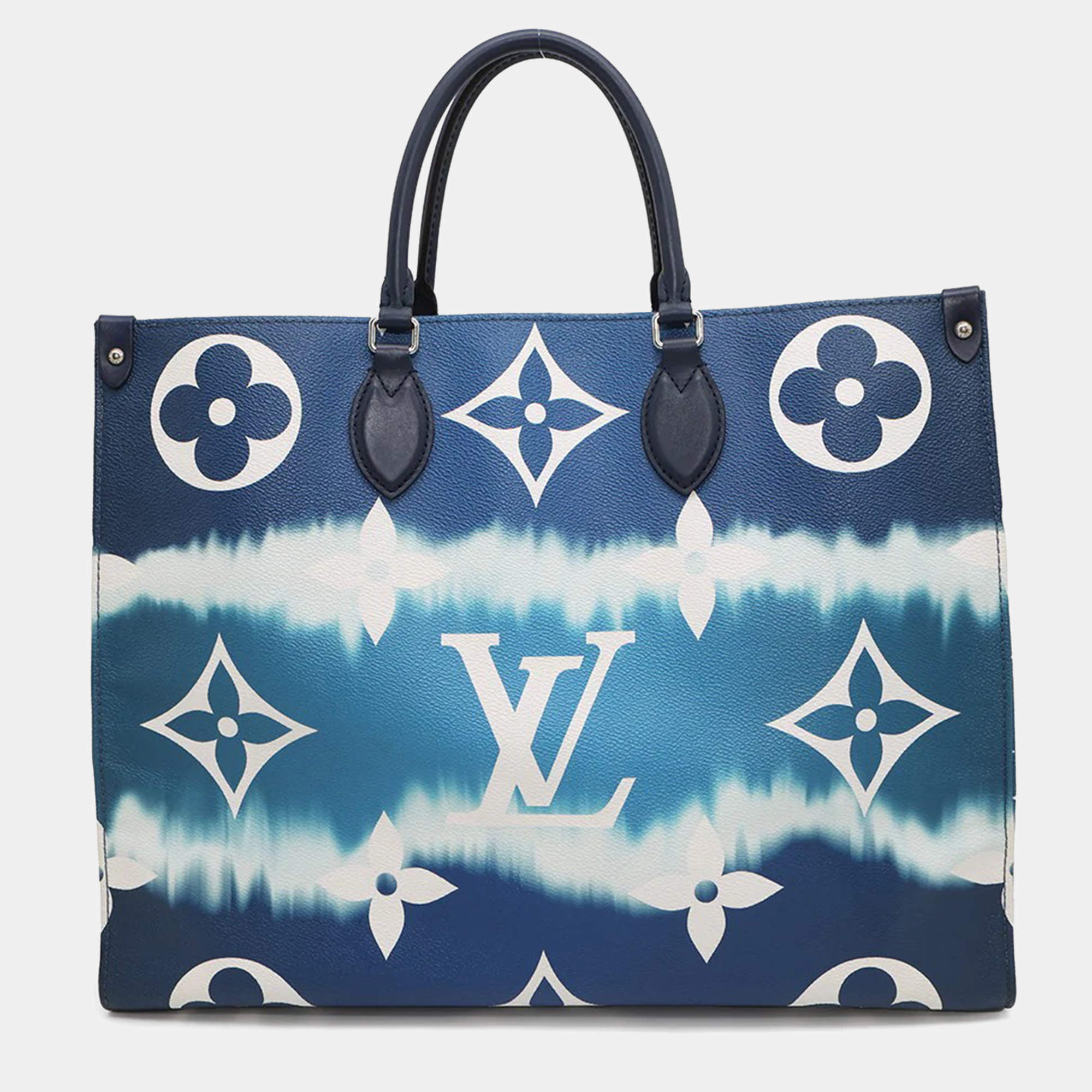 Pre Owned Louis Vuitton OnTheGo Blue Monogram LV Escale Size GM