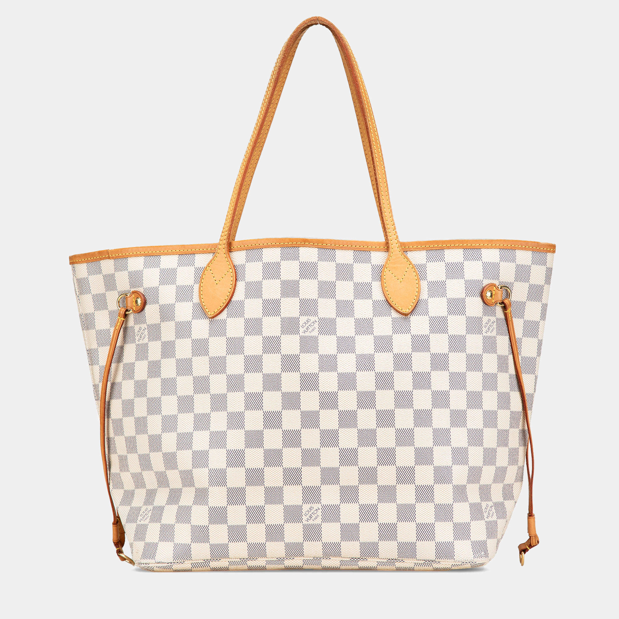 Pre Owned Louis Vuitton White Damier Azur Neverfull MM
