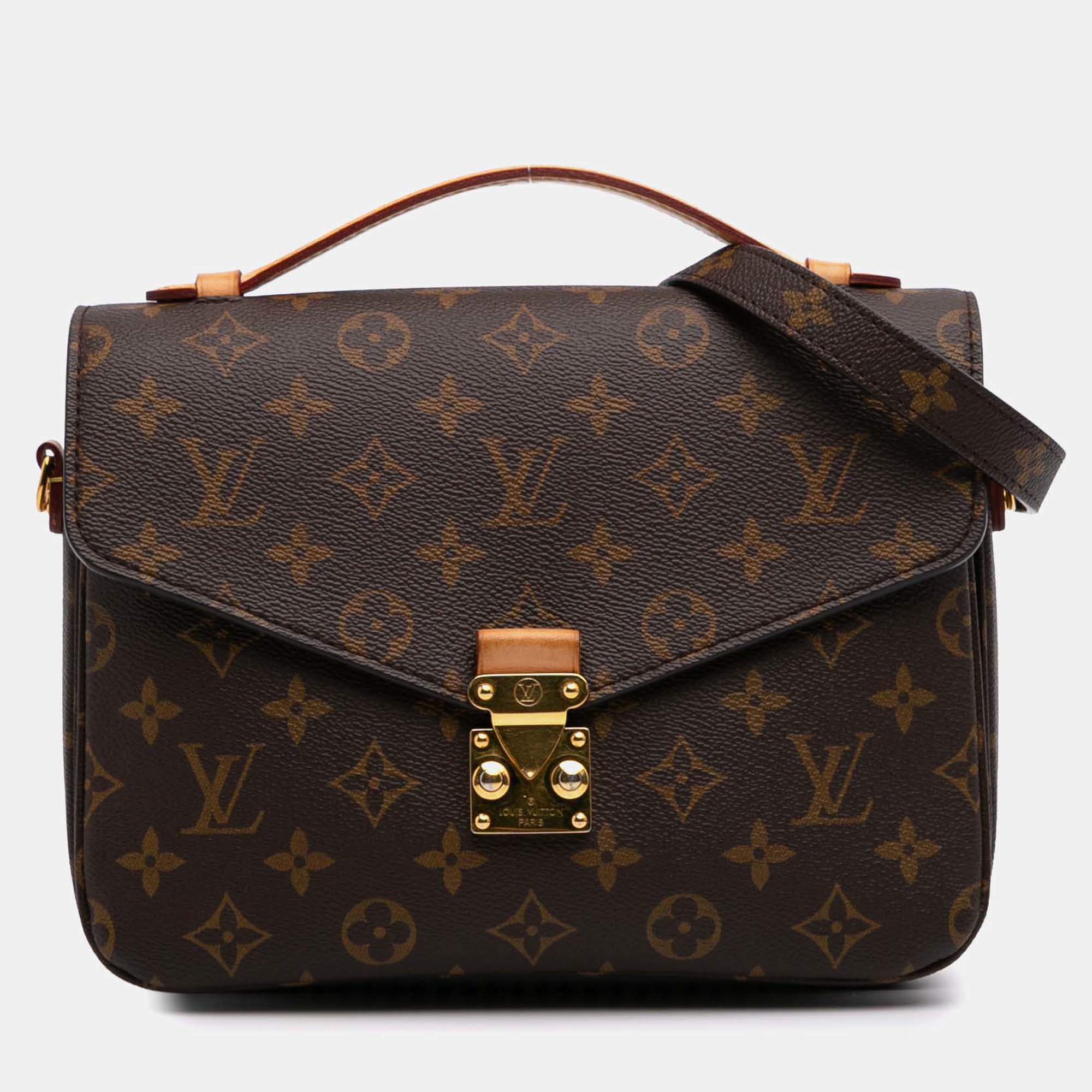Pre Owned Louis Vuitton Brown Monogram Pochette Metis