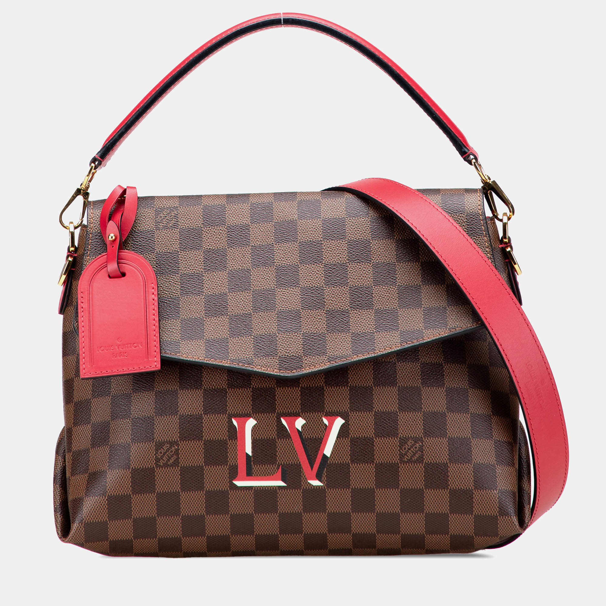 Pre Owned Louis Vuitton Brown/Red Damier Ebene Beaubourg MM Bag
