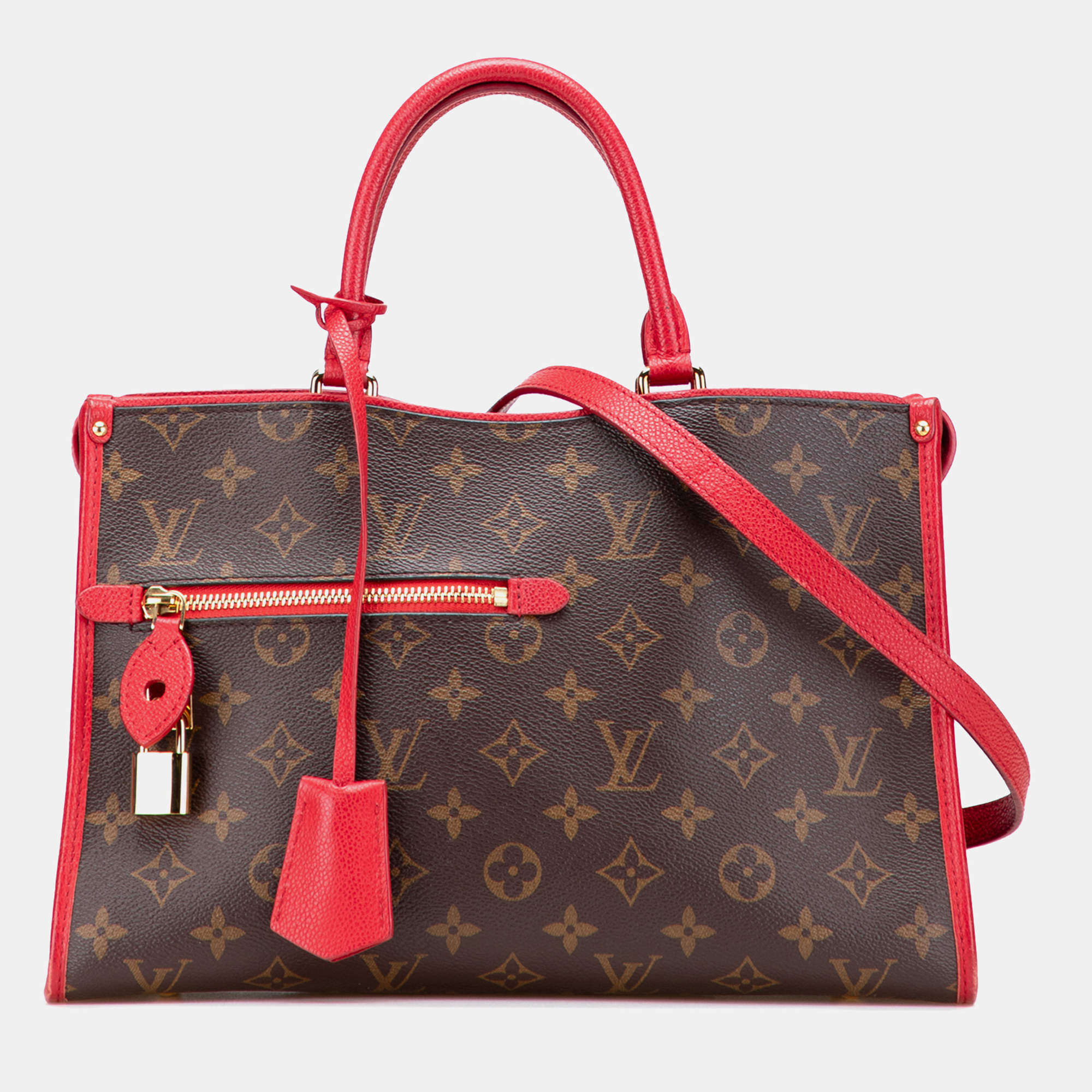 Pre Owned Louis Vuitton Brown Red Monogram Popincourt PM