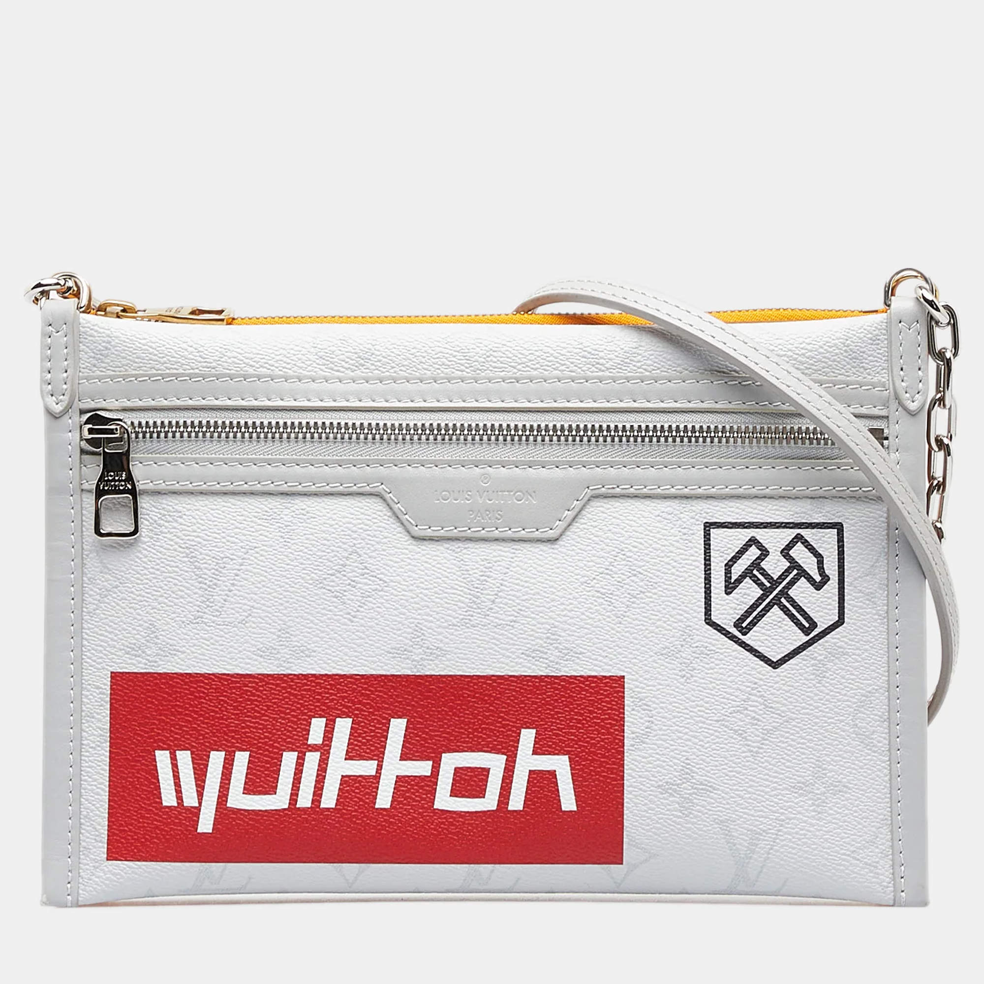 Pre Owned Louis Vuitton Double Flat Antartica Messenger Gray Monogram Canvas Shoulder Bag