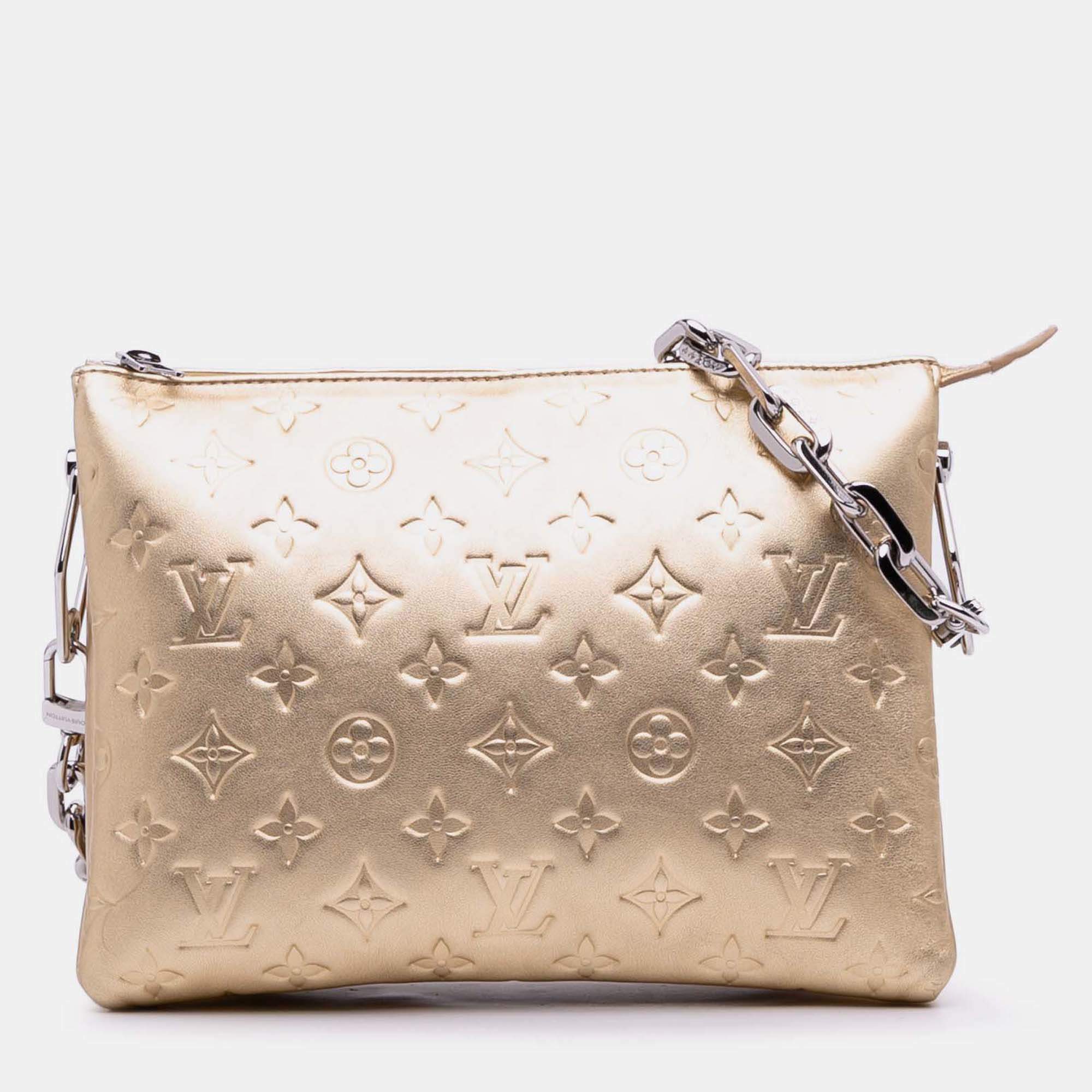 Pre Owned Louis Vuitton Gold Monogram Coussin PM