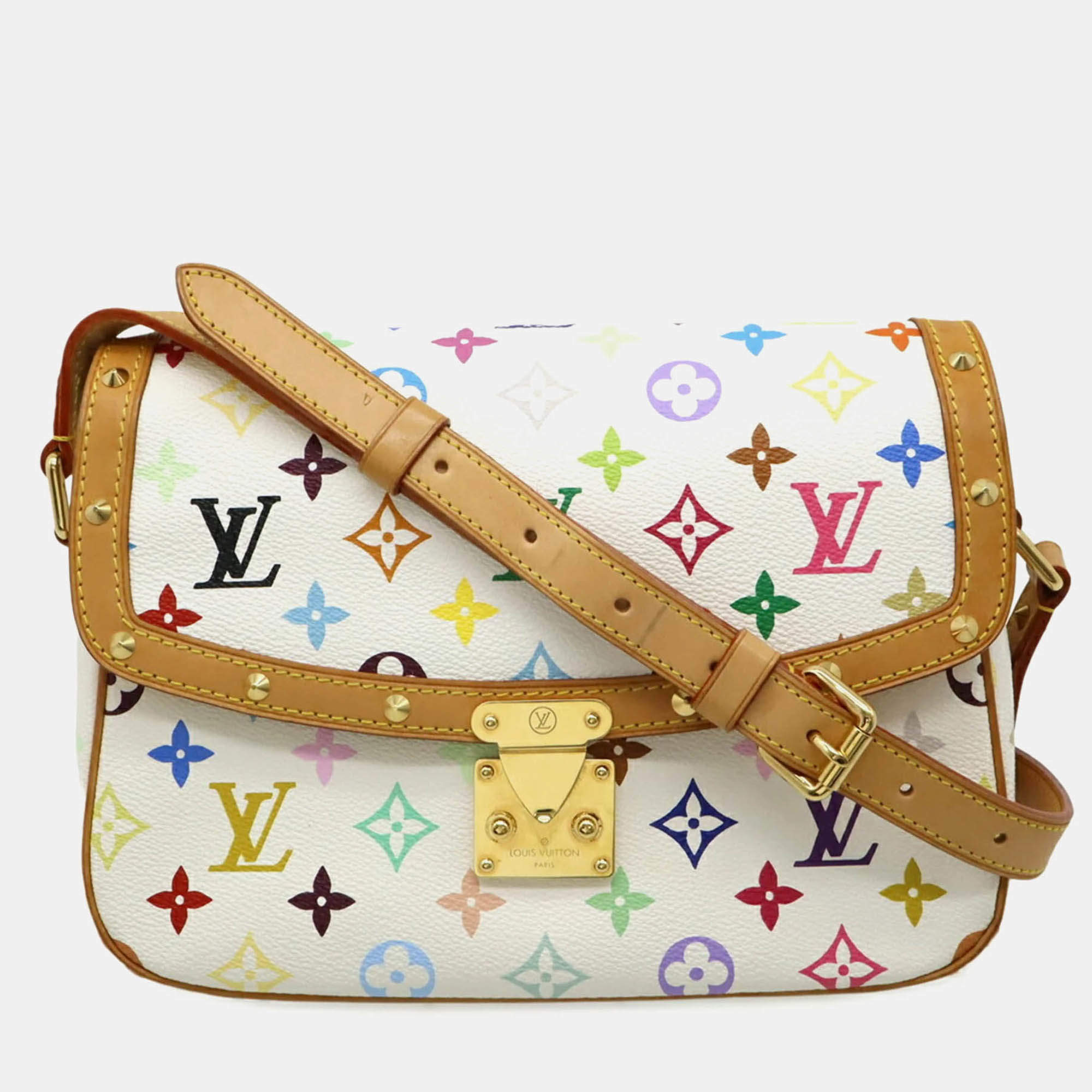 Pre Owned Louis Vuitton Sologne Monogram Multicolor Blanc White Shoulder Bag
