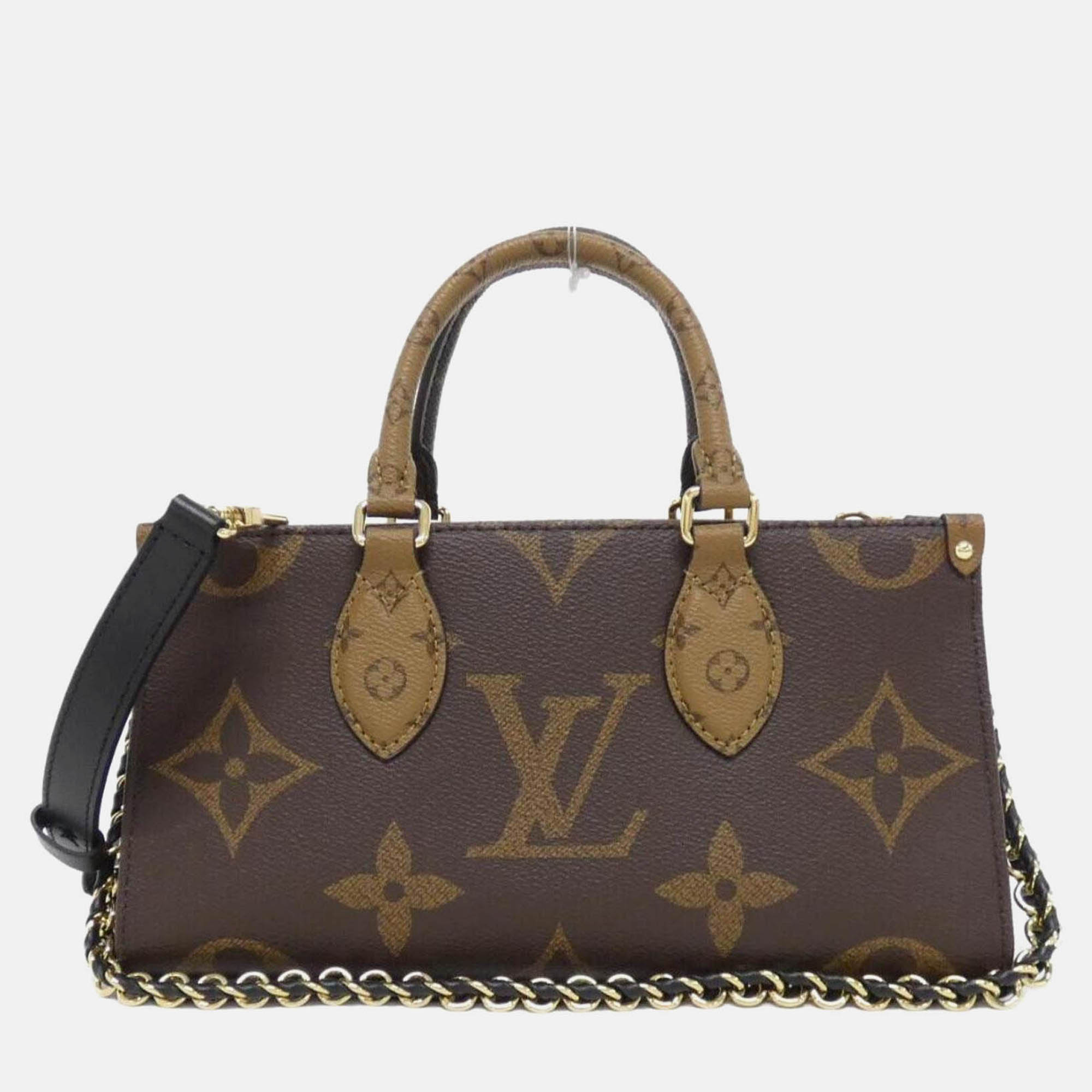 Pre Owned Louis Vuitton Monogram Reverse On The Go EW Brown Shoulder Bag