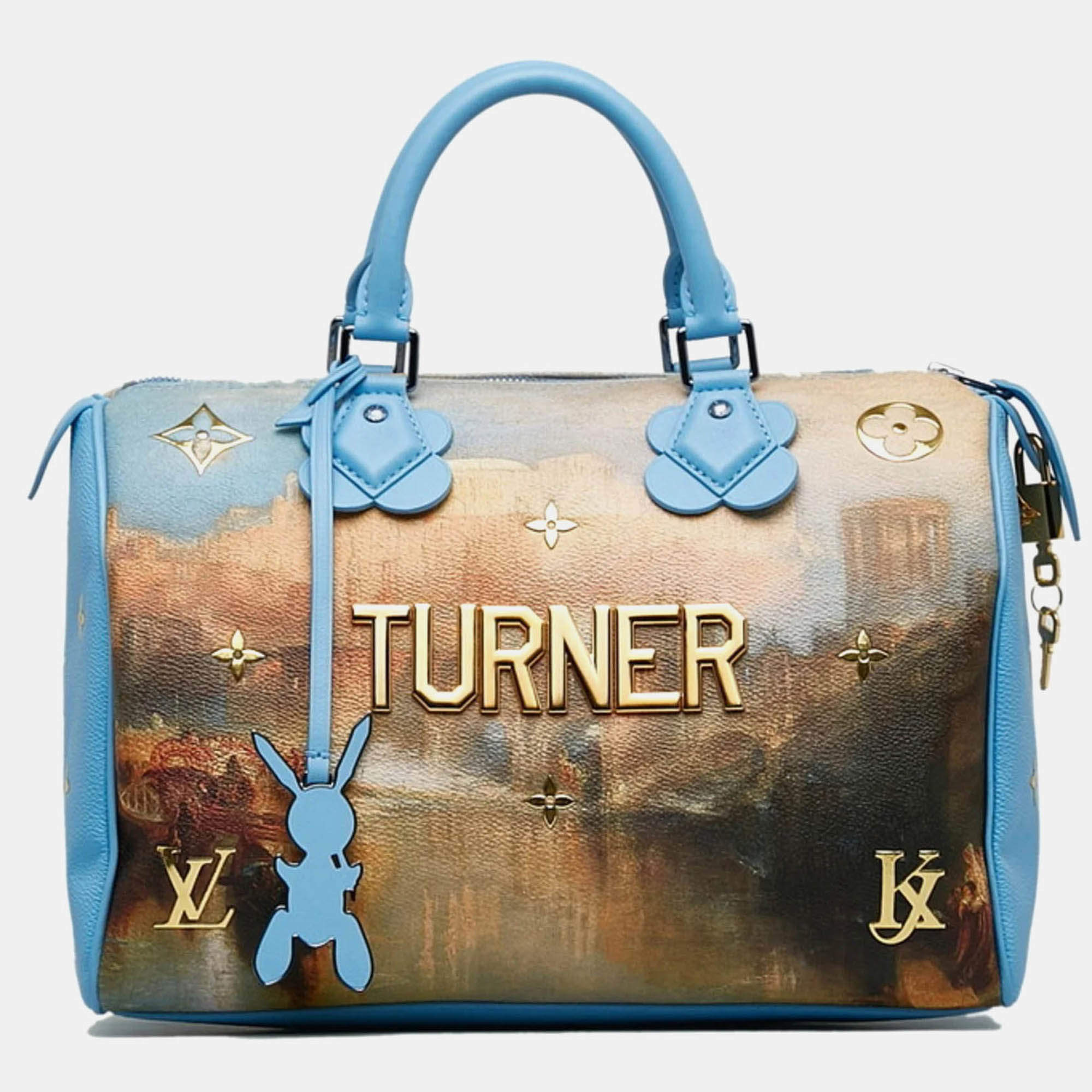 Pre Owned Louis Vuitton Masters Collection Turner Speedy 30 Blue Multicolor Coated Canvas Leather Handbag