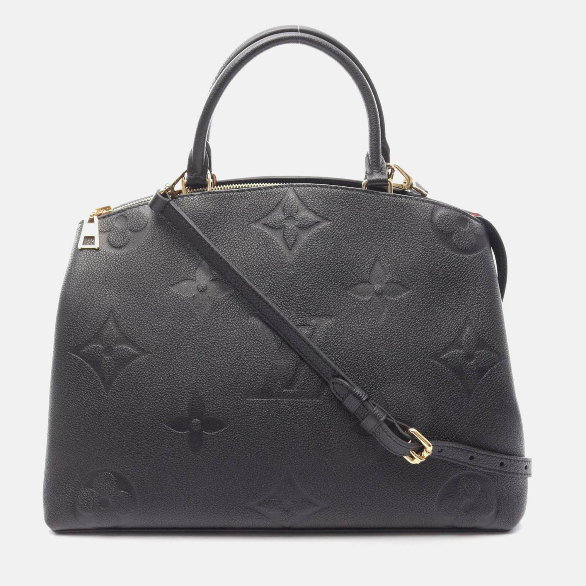 Pre Owned Louis Vuitton Grand Palais MM Black Monogram Empreinte Leather Handbag