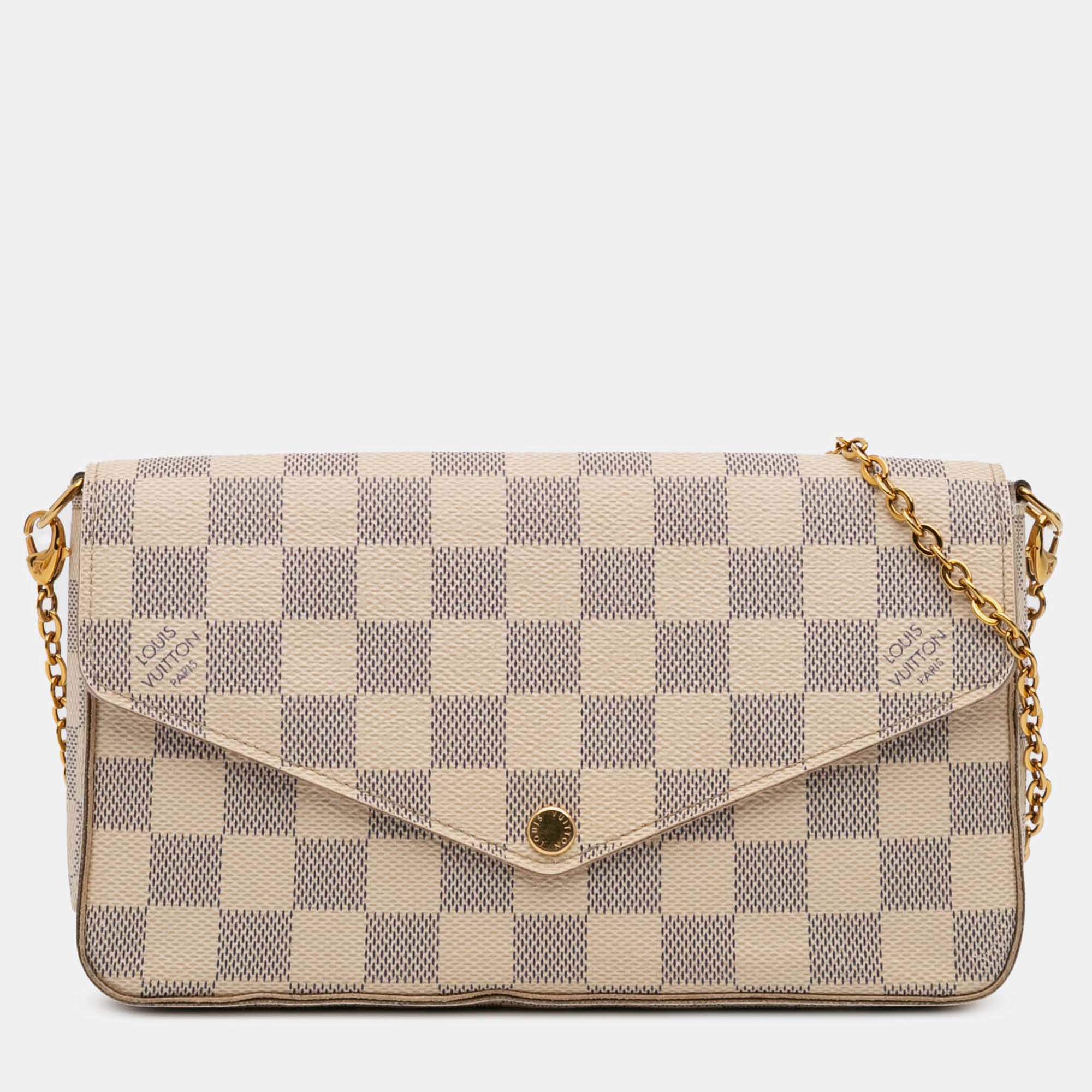 Pre Owned Louis Vuitton White Damier Azur Pochette Felicie