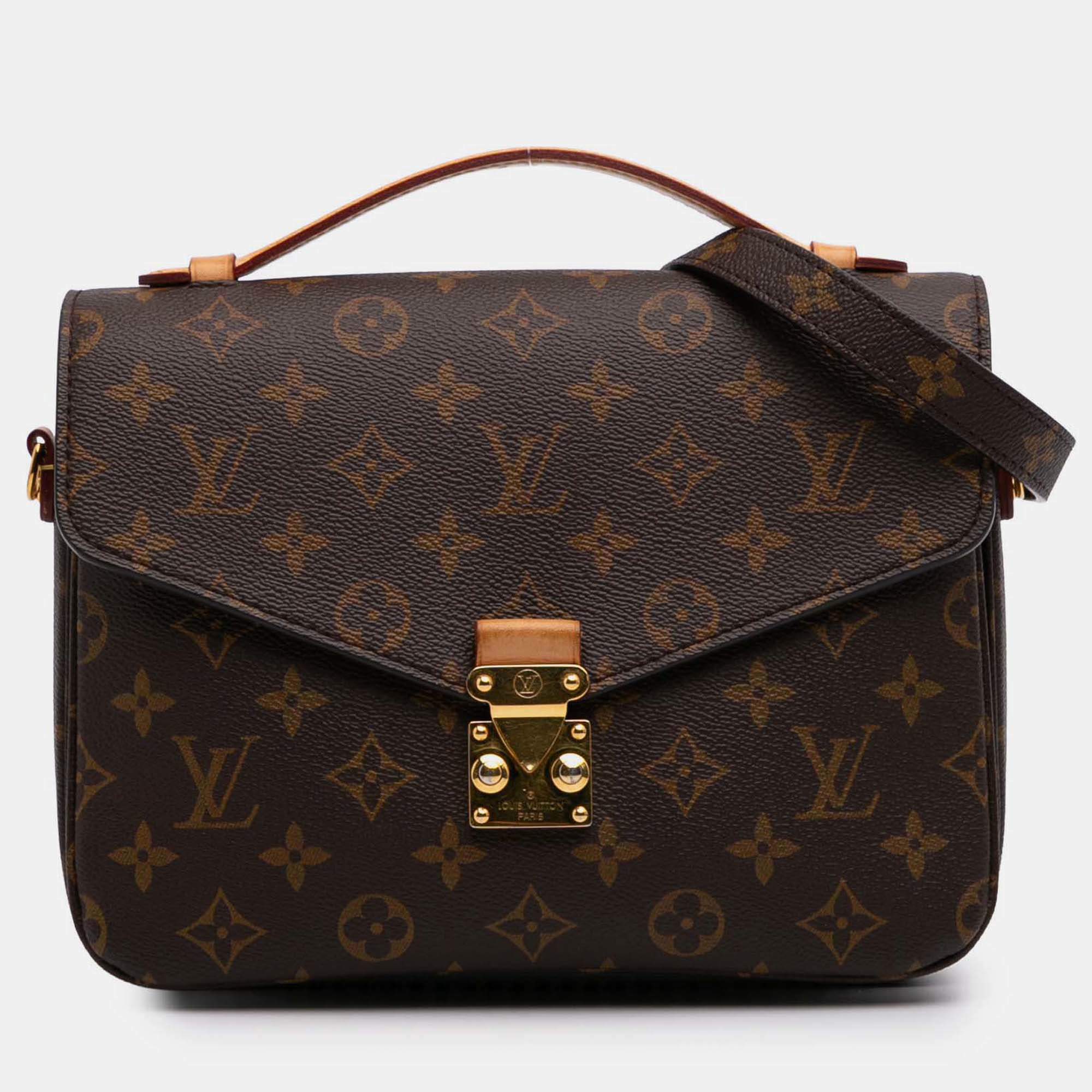 Pre Owned Louis Vuitton Brown Monogram Pochette Metis