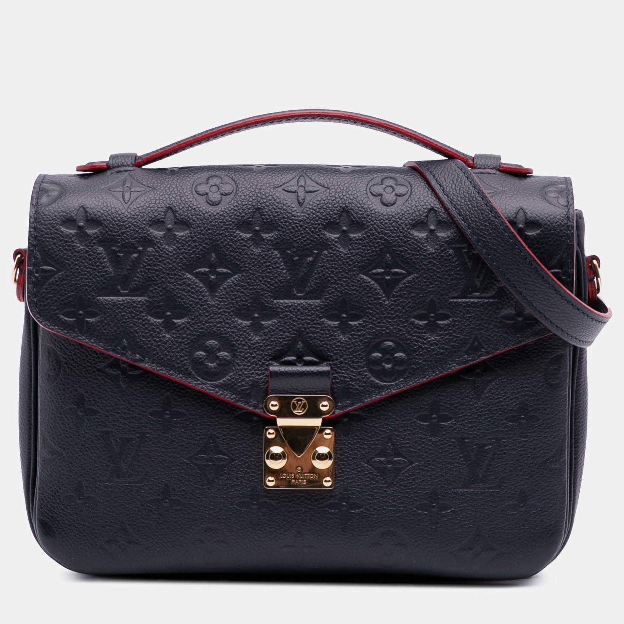 Pre Owned Louis Vuitton Navy Blue Monogram Empreinte Pochette Metis