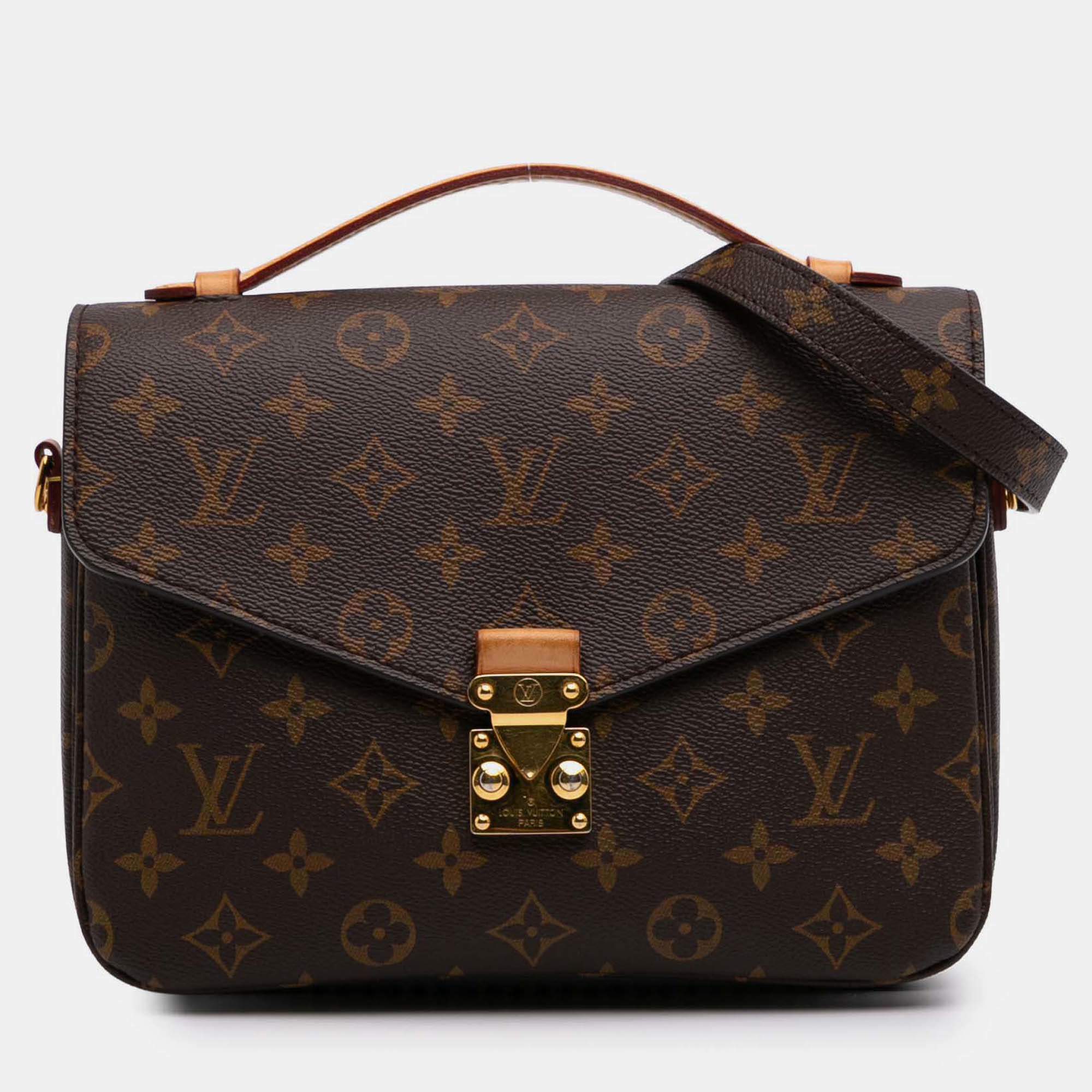 Pre Owned Louis Vuitton Brown Monogram Pochette Metis