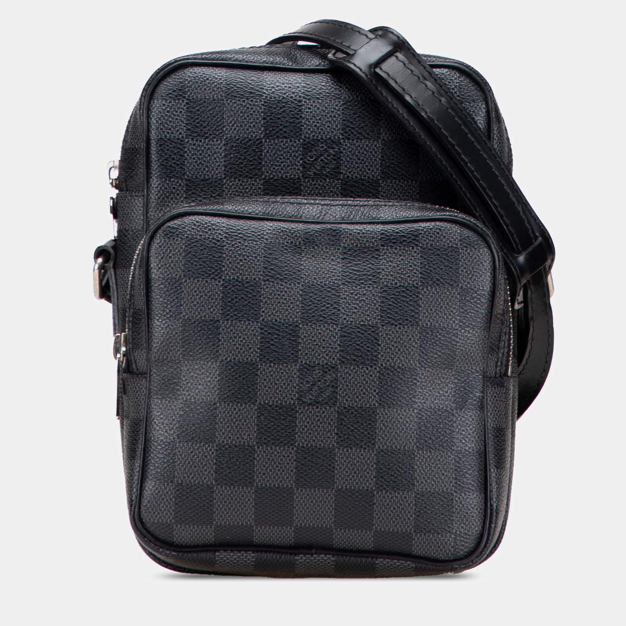 Pre Owned Louis Vuitton Black Damier Graphite Rem Shoulder Bag