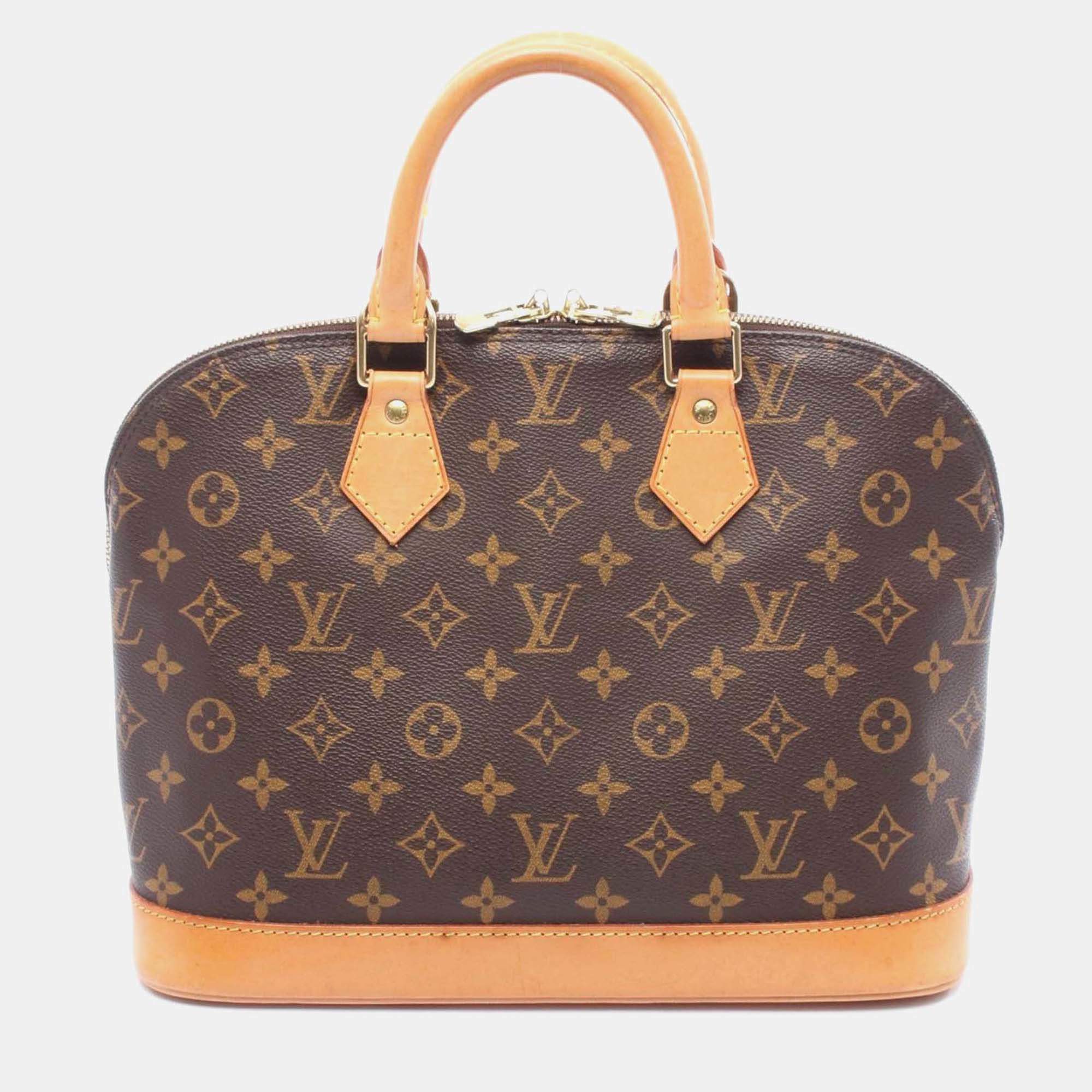 Pre Owned Louis Vuitton Alma Pm Handbag M51130 Monogram Canvas Leather Brown Used Women Lv