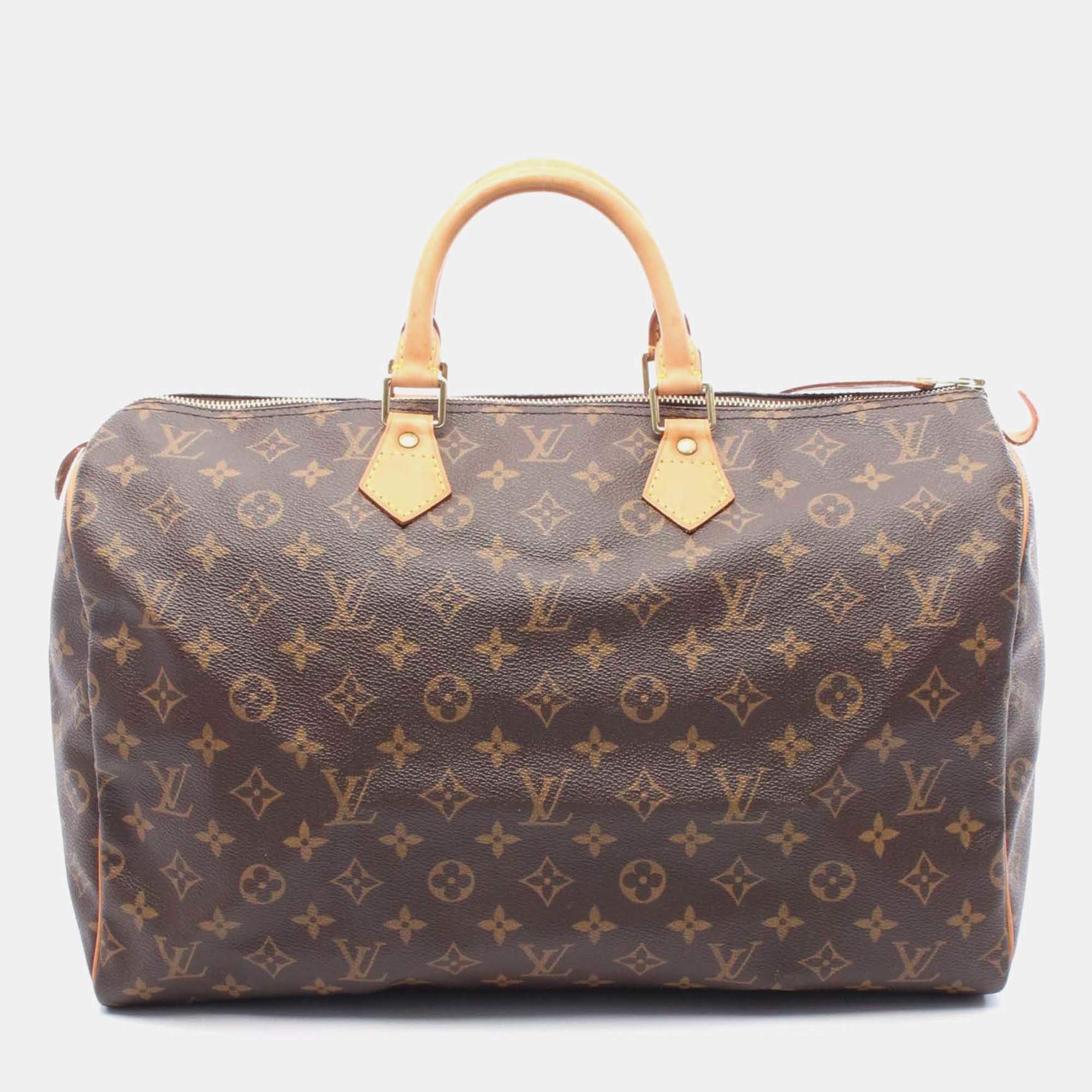 Pre Owned Louis Vuitton Speedy 40 Handbag M41522 Monogram Canvas Leather Brown Used Women