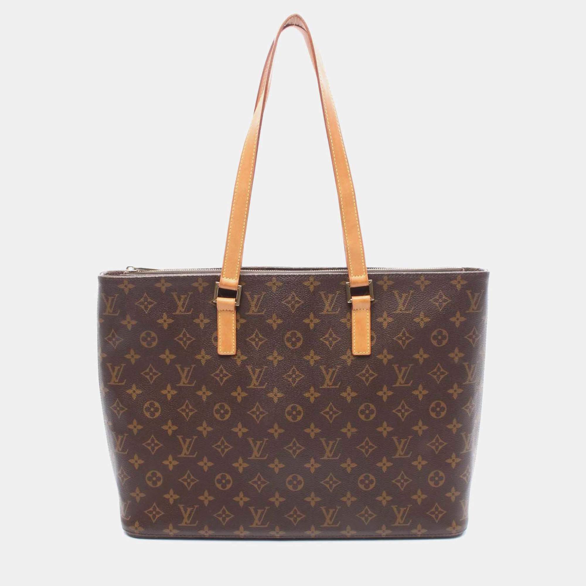 Pre Owned Louis Vuitton Luco Shoulder Tote Bag M51155 Monogram Canvas Leather Used Women
