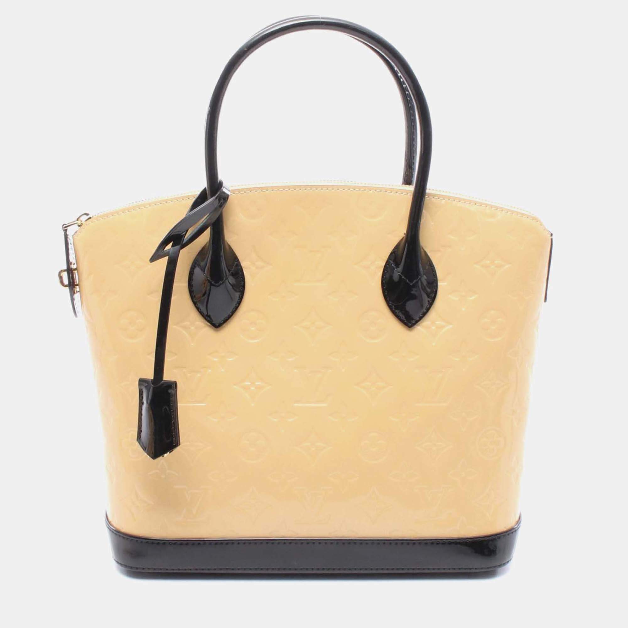 Pre Owned Louis Vuitton Lockit Pm Handbag M90251 Vernis Leather Beige Dune Used Women Lv
