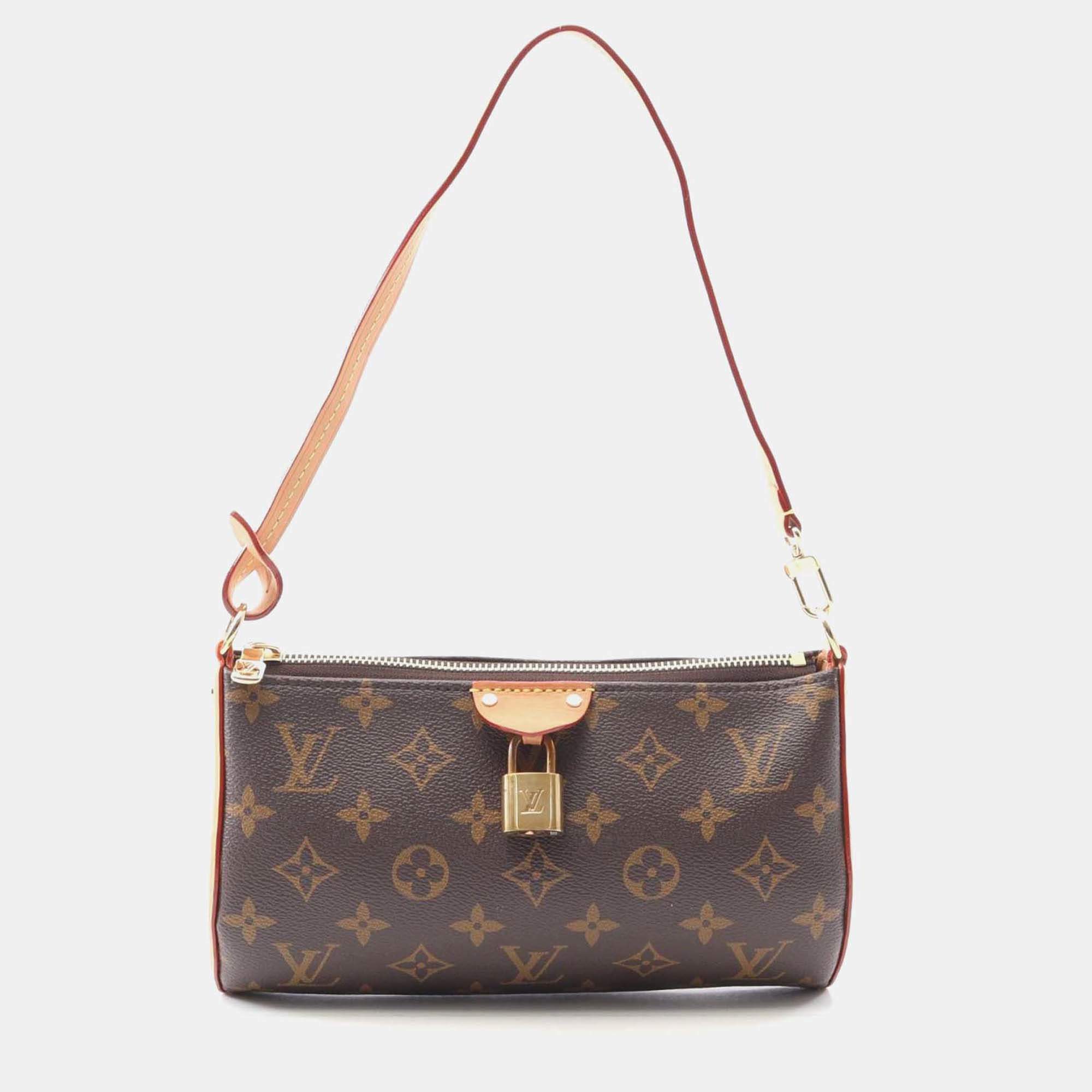 Pre Owned Louis Vuitton Pochette Tirette Shoulder Bag M12859 Monogram Canvas Brown Used Lv