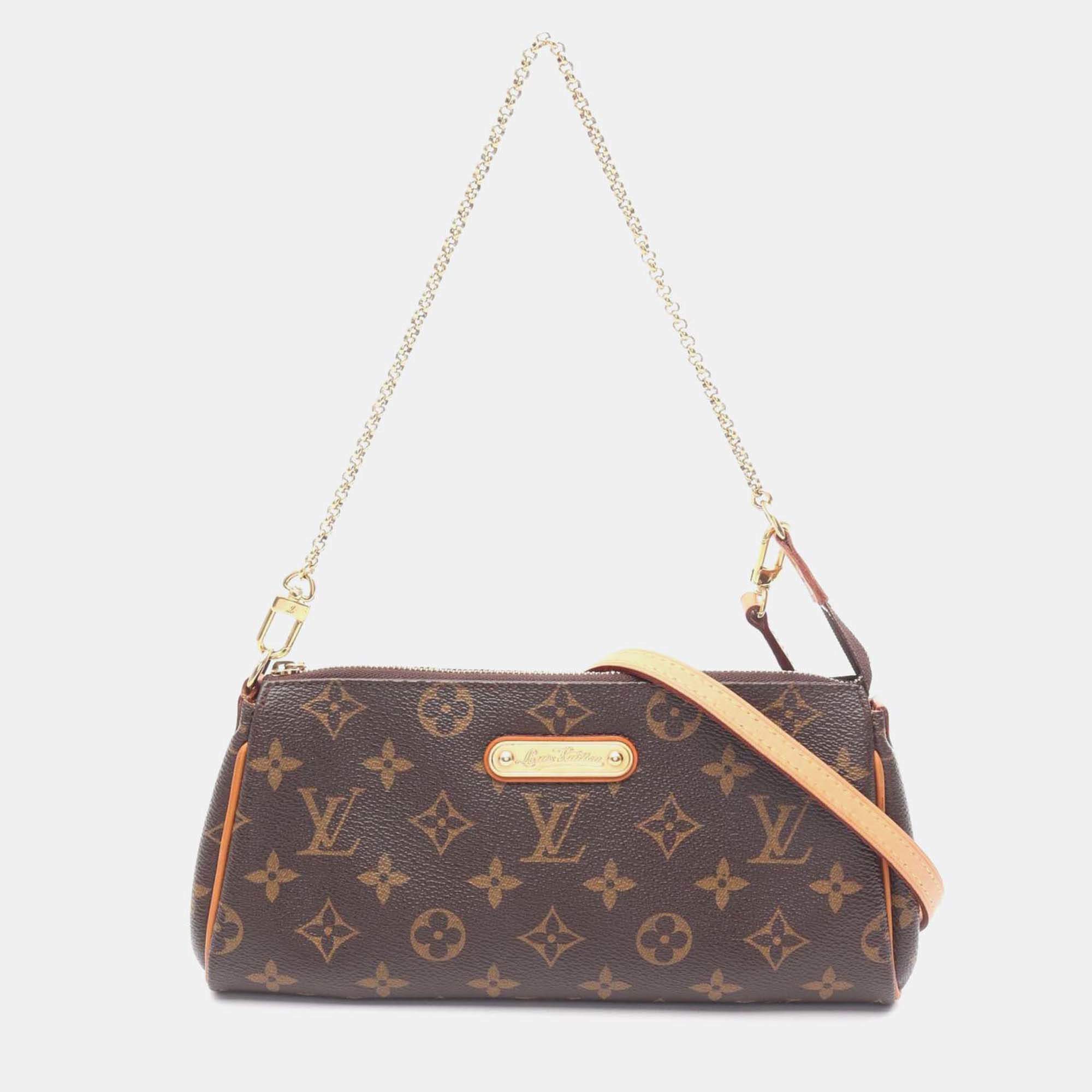 Pre Owned Louis Vuitton Eva Shoulder Bag M95567 Monogram Canvas Leather Brown Used Women