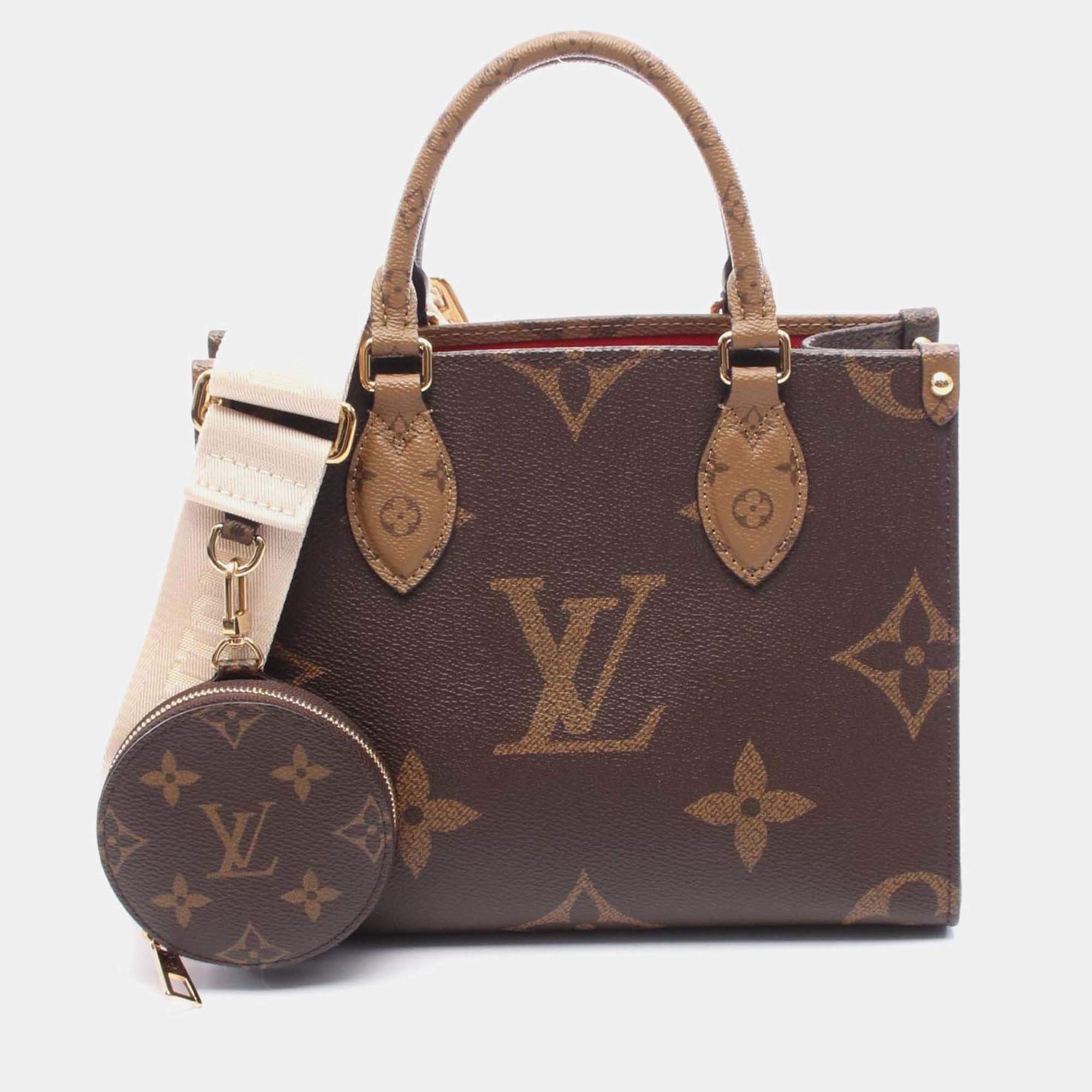 Pre Owned Louis Vuitton On The Go Pm Shoulder Handbag M46373 Monogram Giant Reverse Used