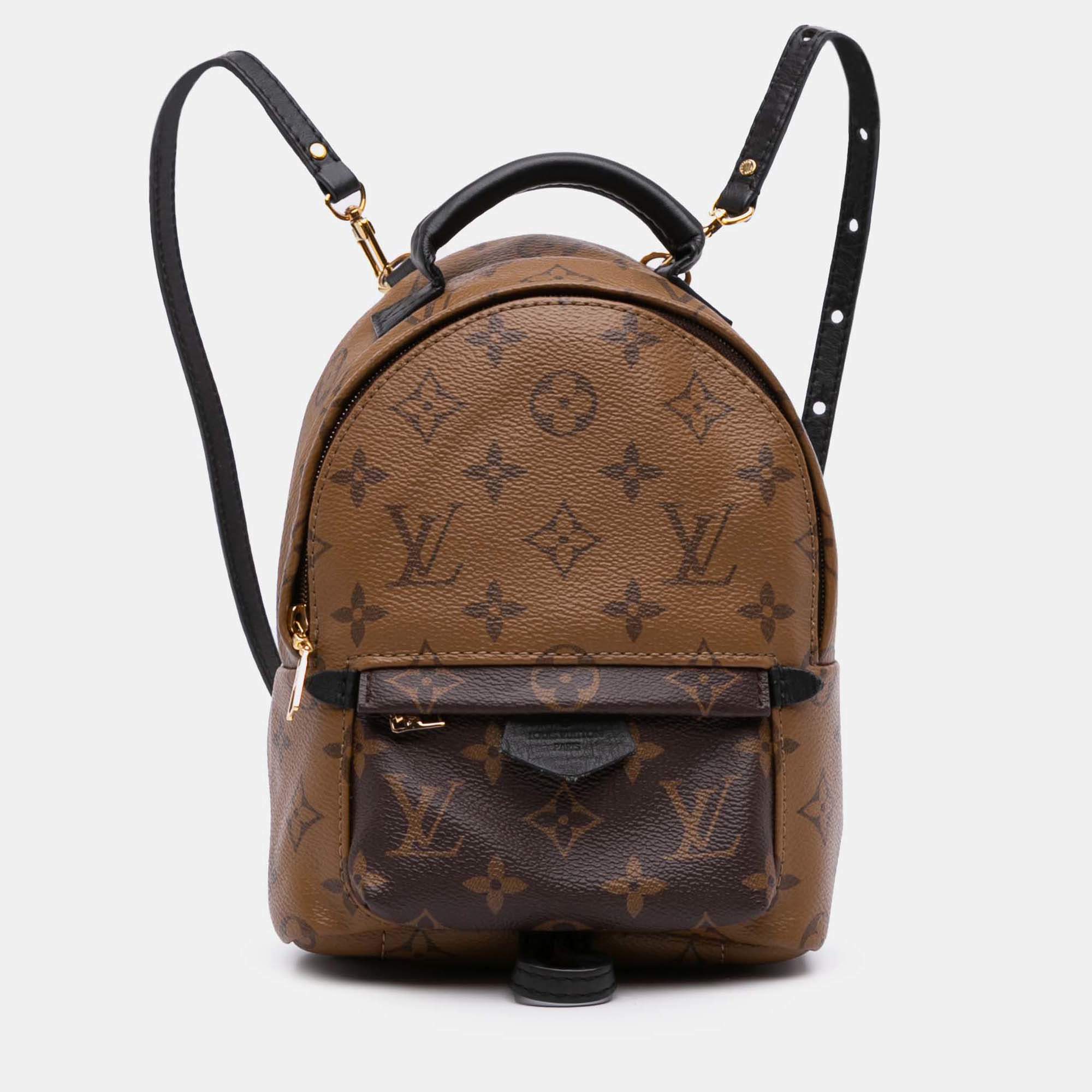 Pre Owned Louis Vuitton Brown Monogram Reverse Mini Palm Springs