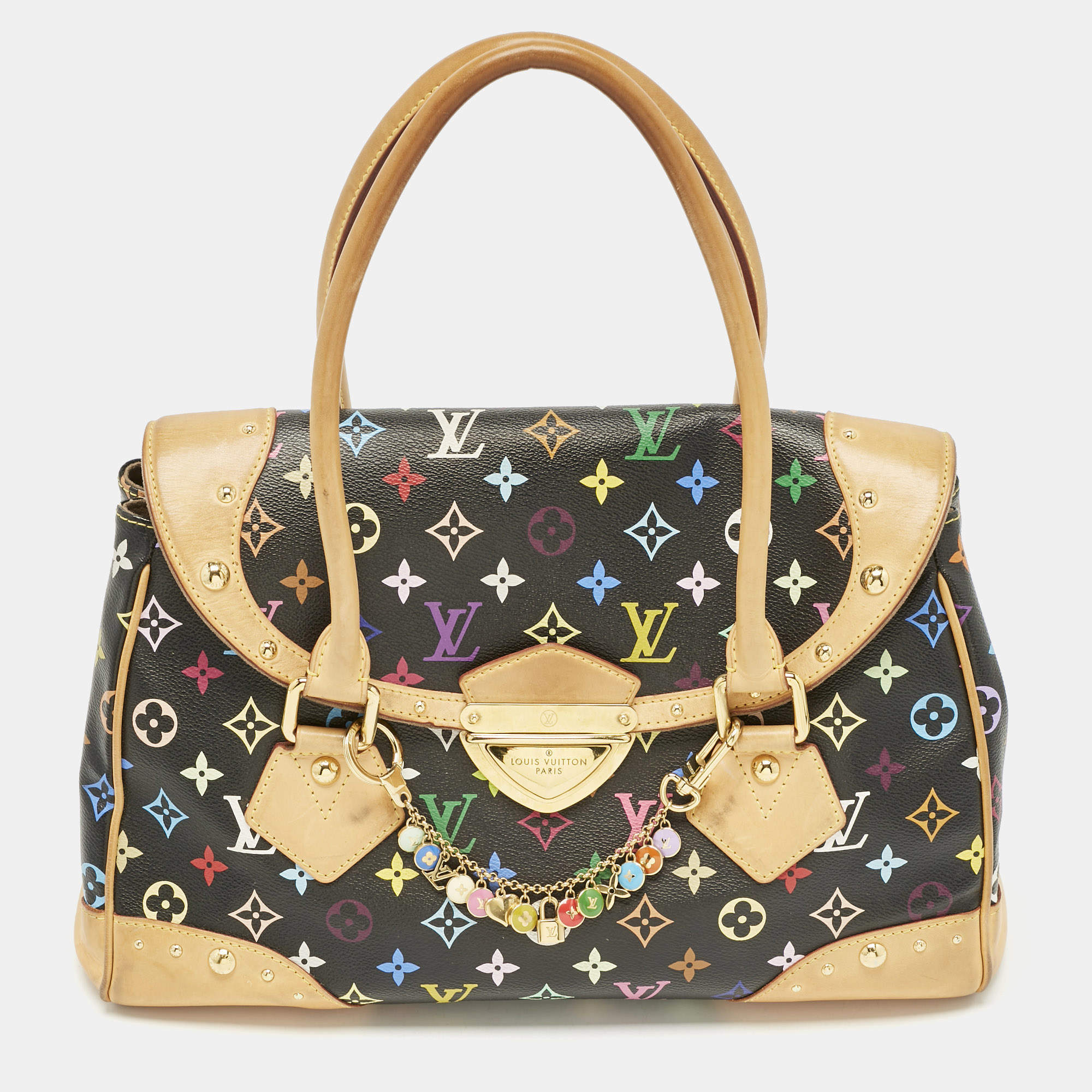 Pre Owned Louis Vuitton Black Multicolor Monogram Canvas Beverly GM Bag