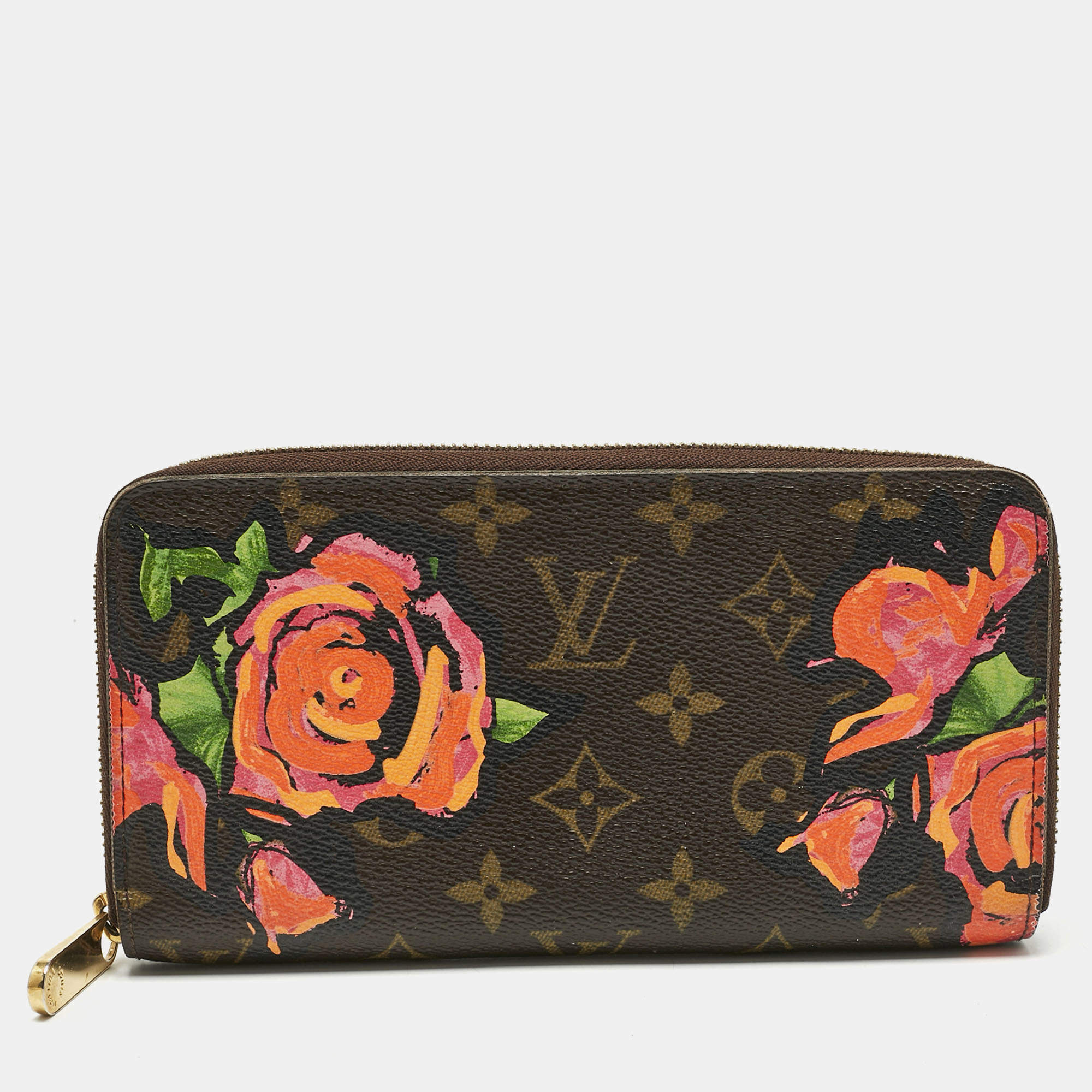 Pre Owned Louis Vuitton Monogram Roses Canvas Zippy Wallet