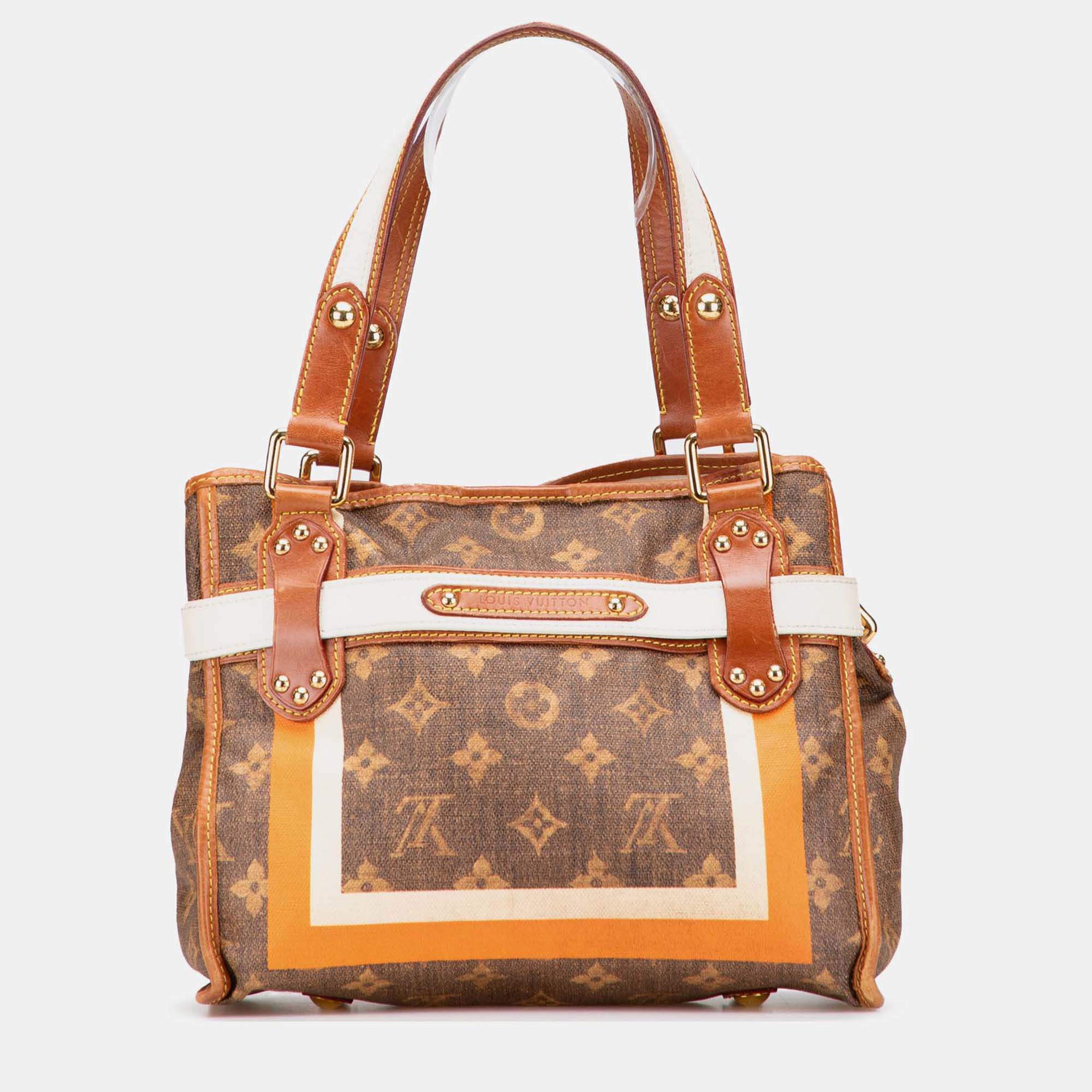 Pre Owned Louis Vuitton Brown Limited Edition Monogram Tisse Rayures PM