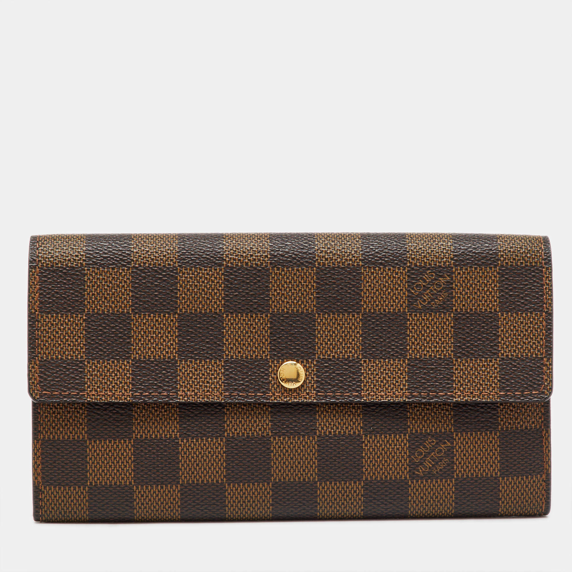 Pre Owned Louis Vuitton Damier Ebene Canvas Sarah Long Wallet