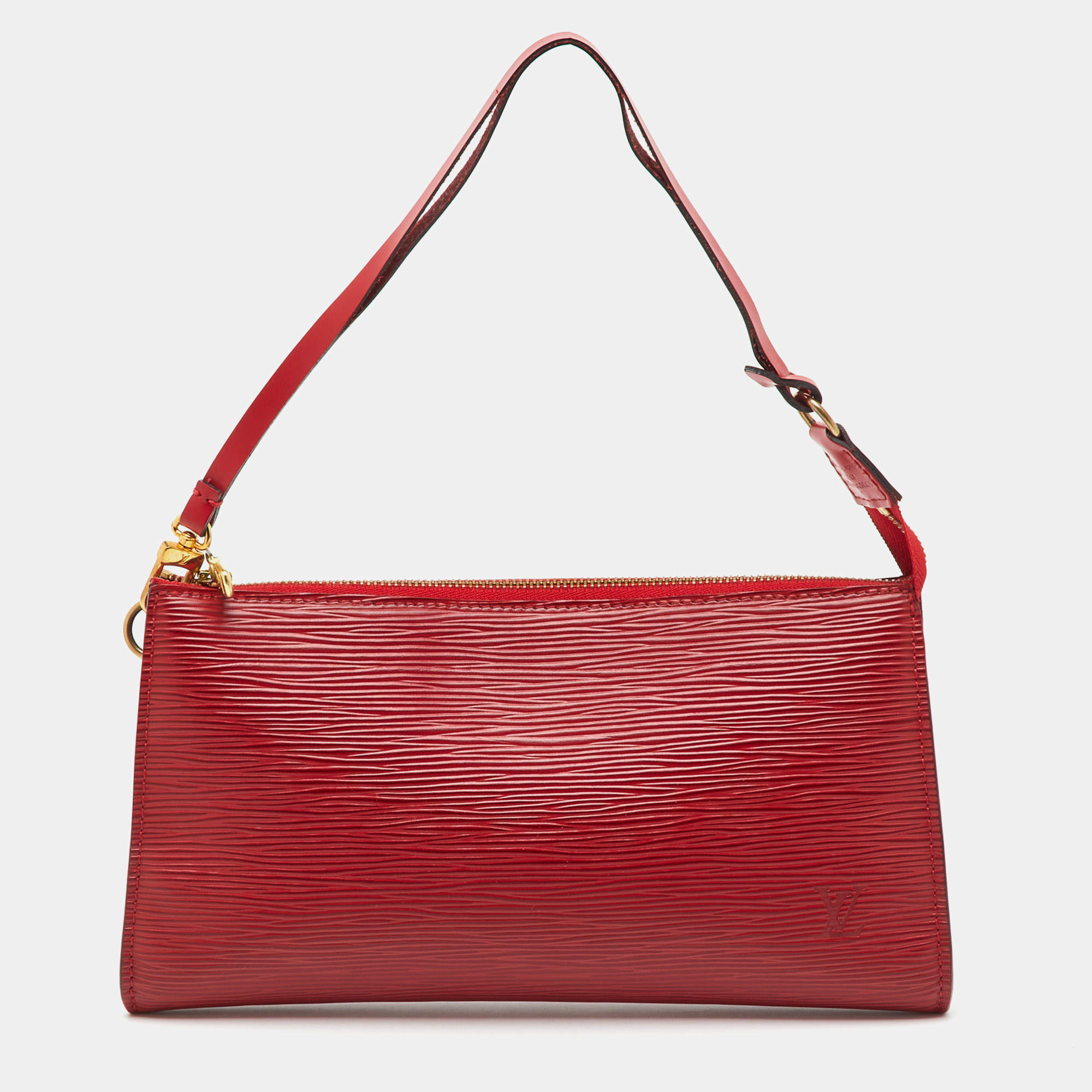 Pre Owned Louis Vuitton Castilian Red Epi Leather Pochette Accessoires Bag