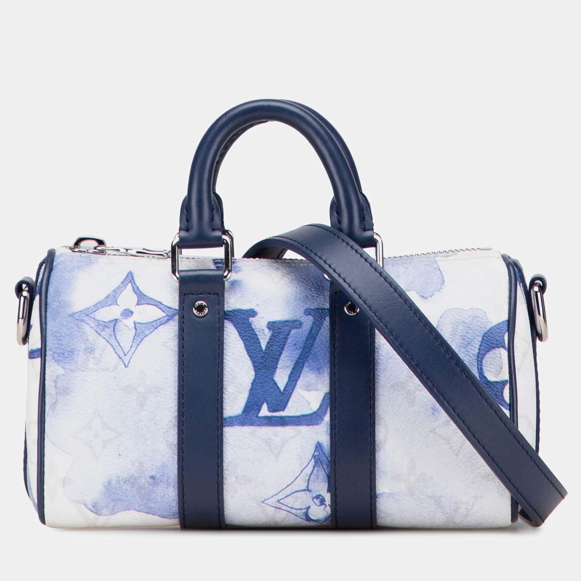 Pre Owned Louis Vuitton White Monogram Watercolor Keepall Bandouliere XS