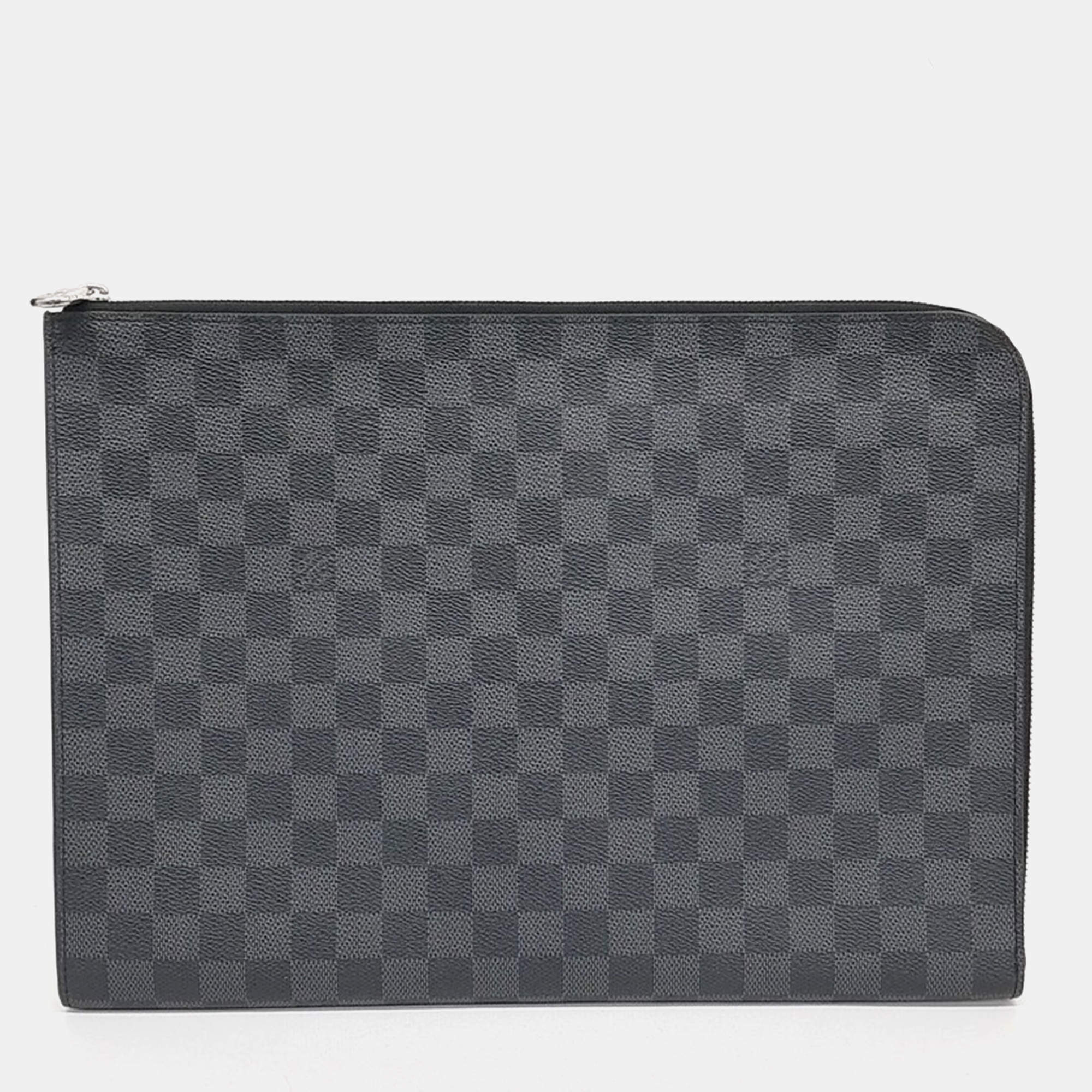 Pre Owned Louis Vuitton Black Coated Canvas Graphite Pochette Jour GM
