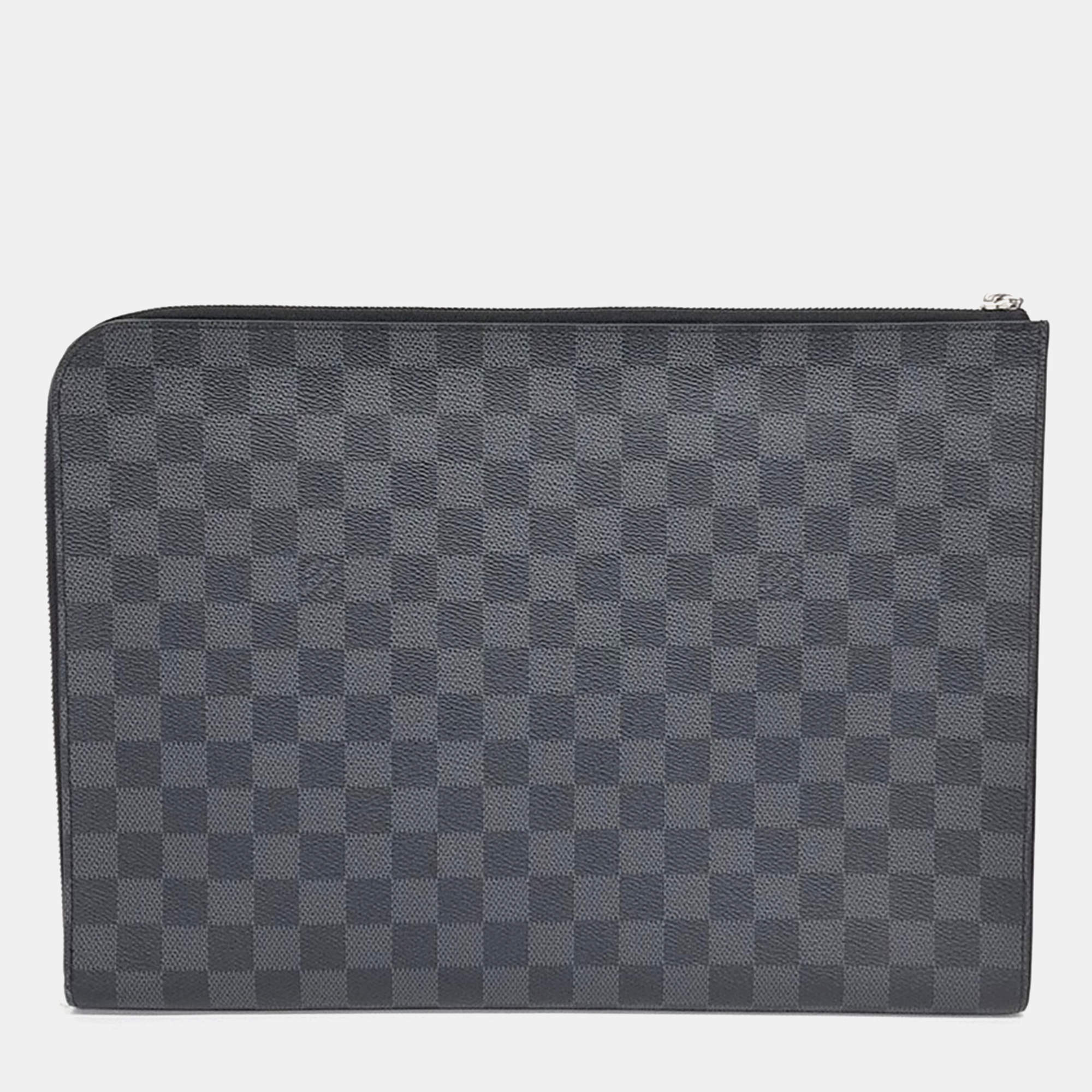 Pre Owned Louis Vuitton Black Coated Canvas Graphite Pochette Jour GM