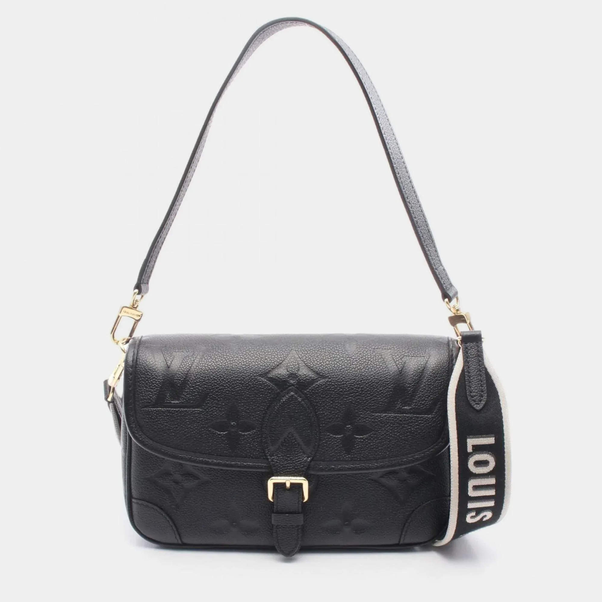 Pre Owned Louis Vuitton Diane Black Monogram Empreinte Leather Shoulder Bag