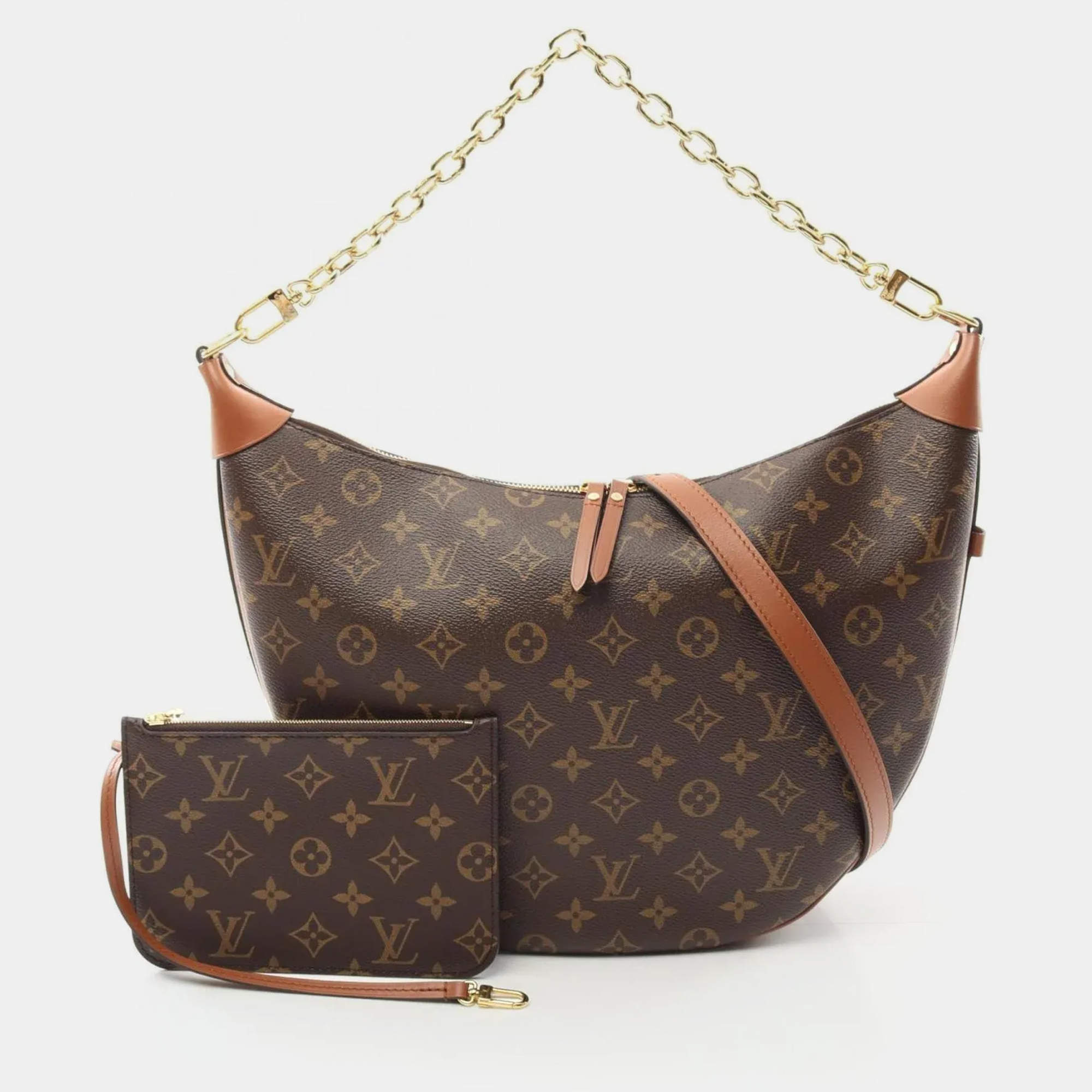 Pre Owned Louis Vuitton Loop Brown Reverse Monogram Canvas Hobo Bag