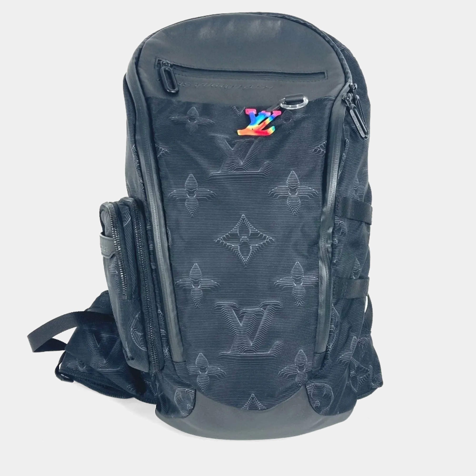 Pre Owned Louis Vuitton 3D Monogram Black Nylon Leather Backpack 