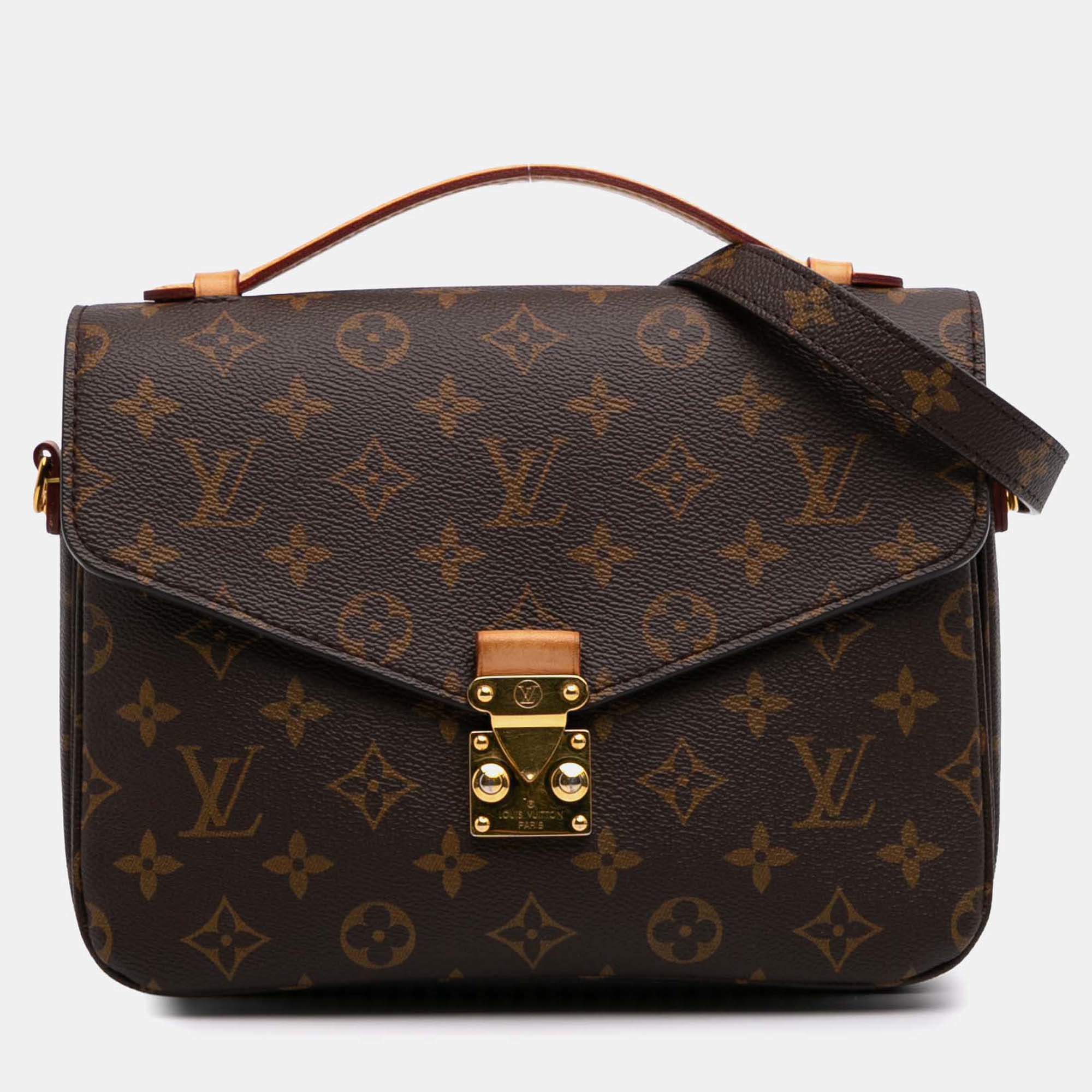 Pre Owned Louis Vuitton Brown Monogram Pochette Metis