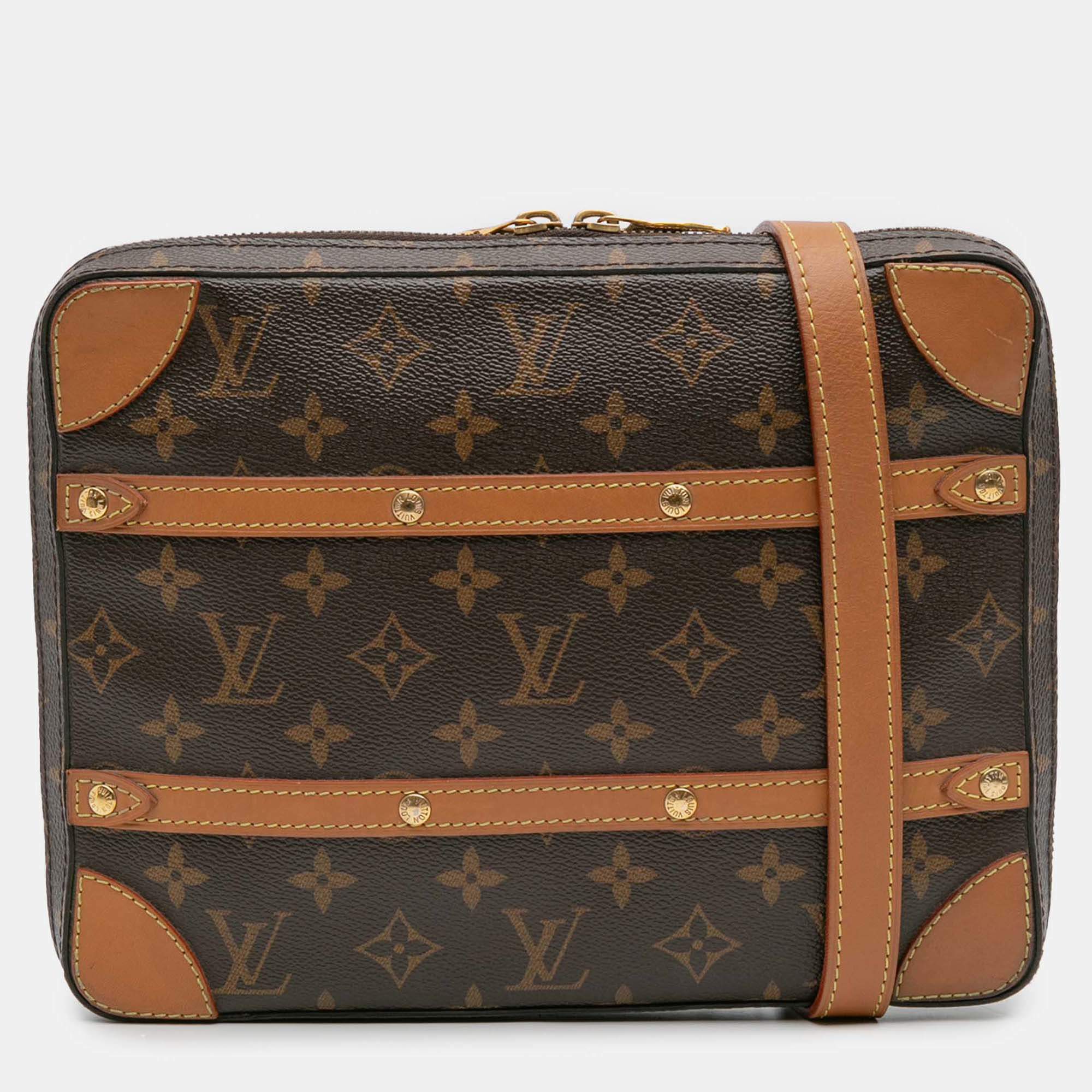 Pre Owned حقيبة لوي فيتون براون مونوغرام سوفت ترانك مسنجر صغيرة