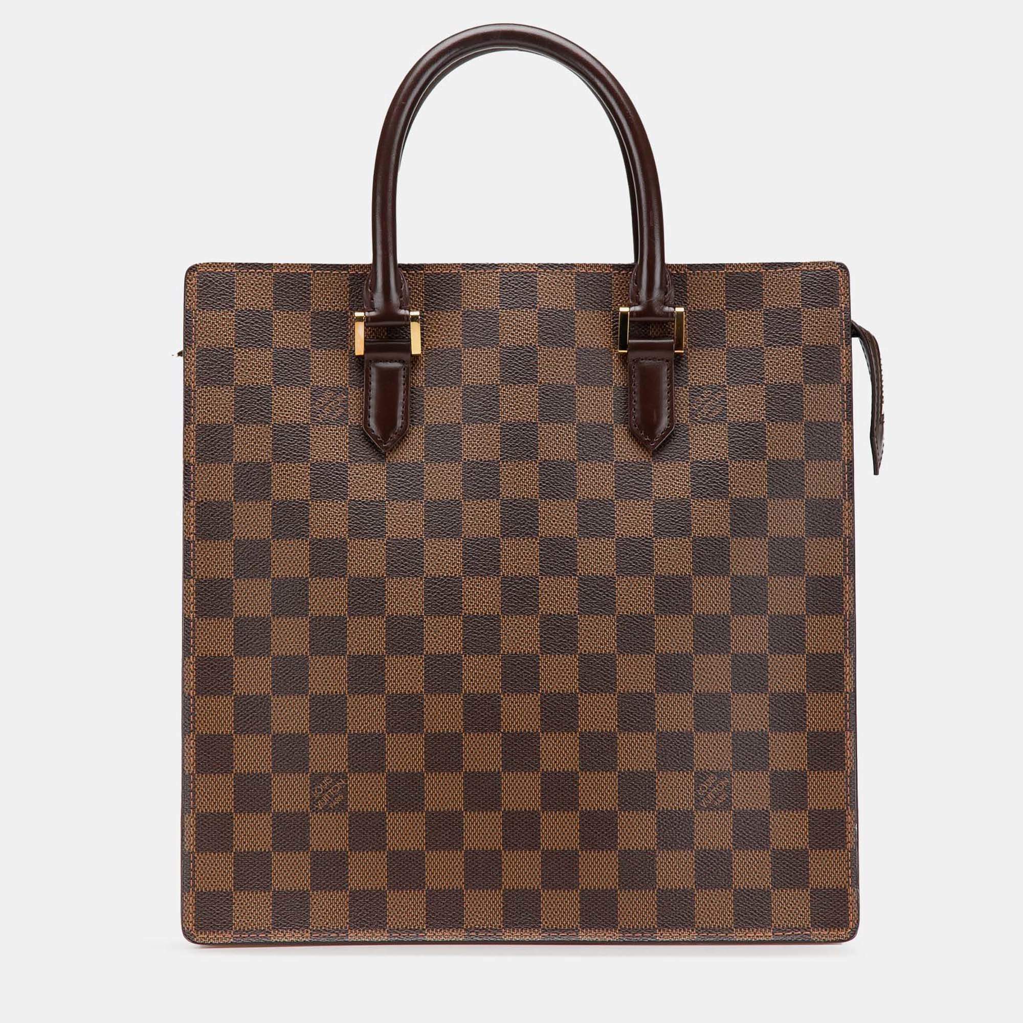 Pre Owned Louis Vuitton Brown Damier Ebene Venice Sac Plat