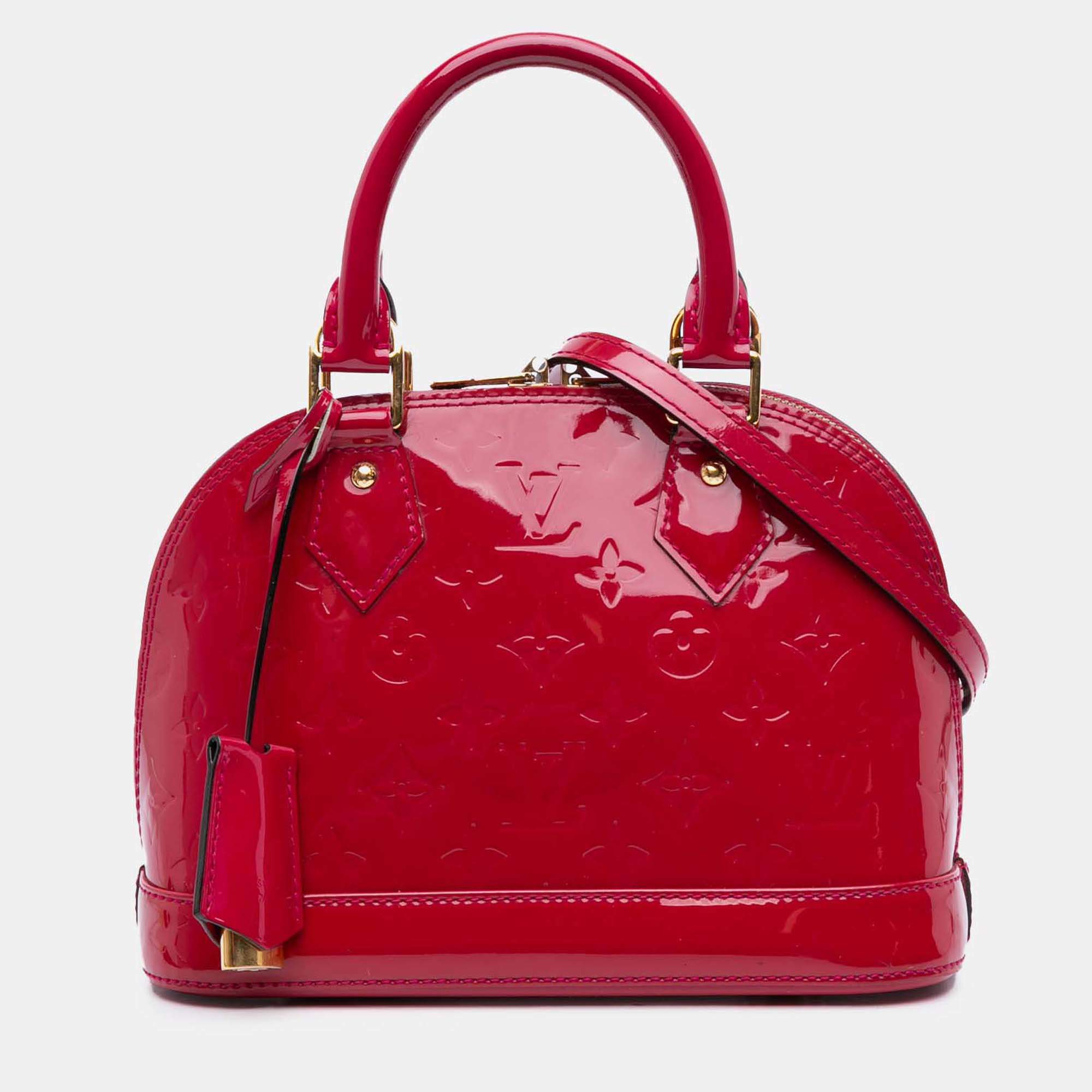 Pre Owned Louis Vuitton Red Monogram Vernis Alma BB