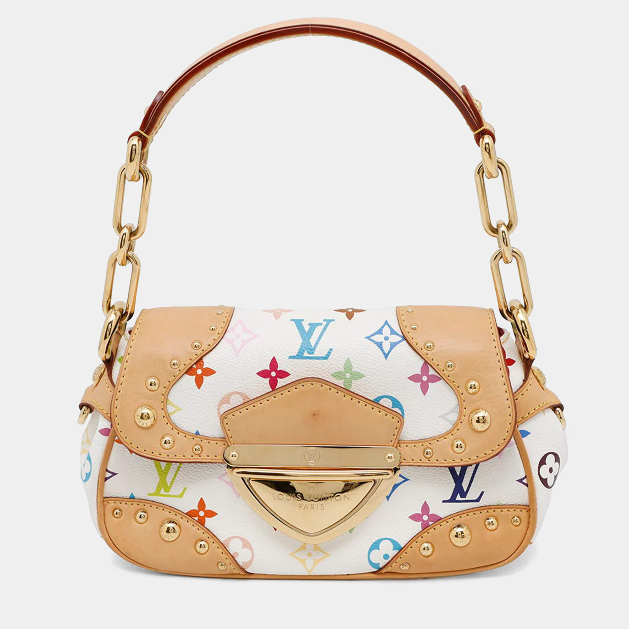 Pre Owned Louis Vuitton Marilyn Blanc Red Multicolor Monogram Shoulder Bag