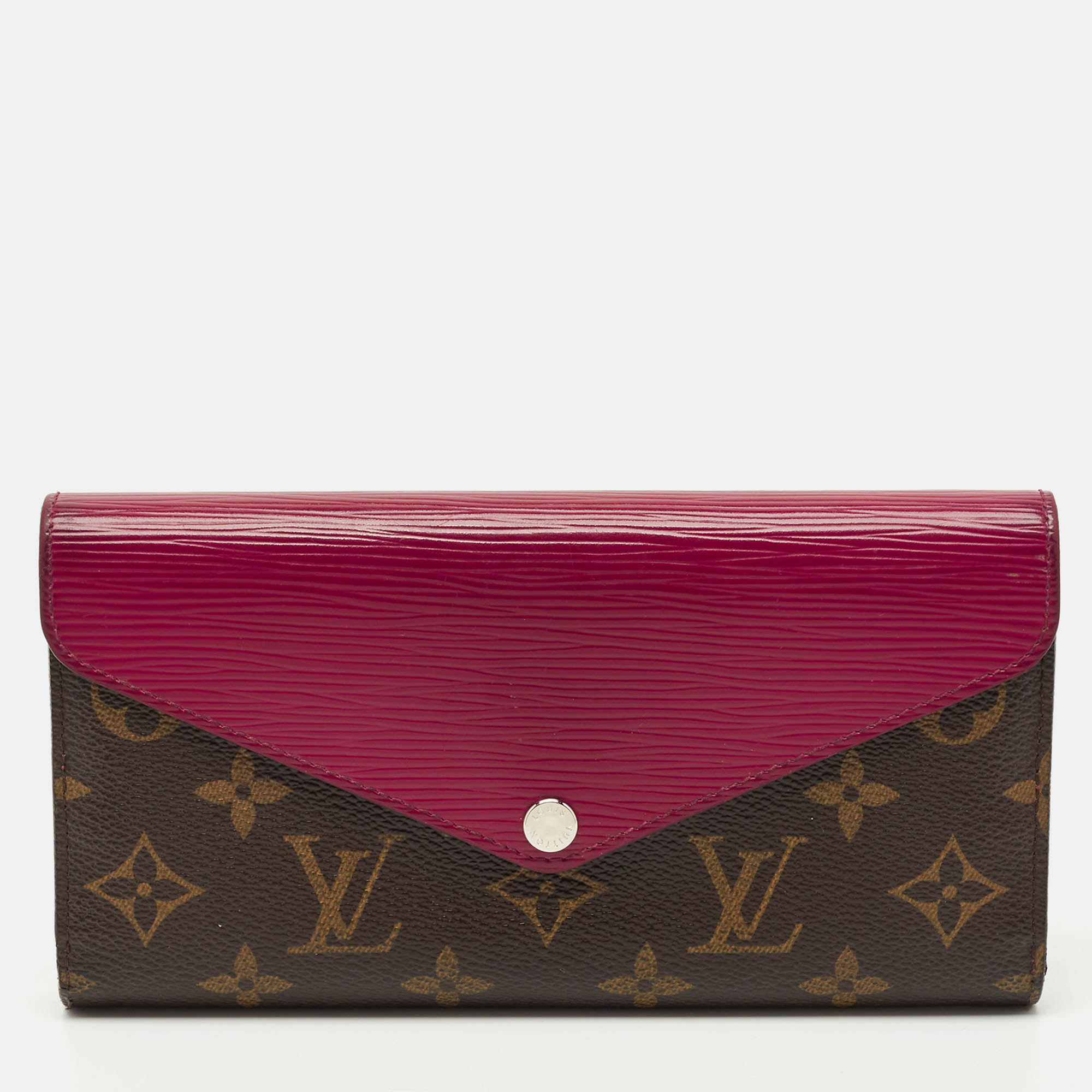 Pre Owned Louis Vuitton Fuchsia Epi Leather and Monogram Canvas Marie-Lou Long Wallet