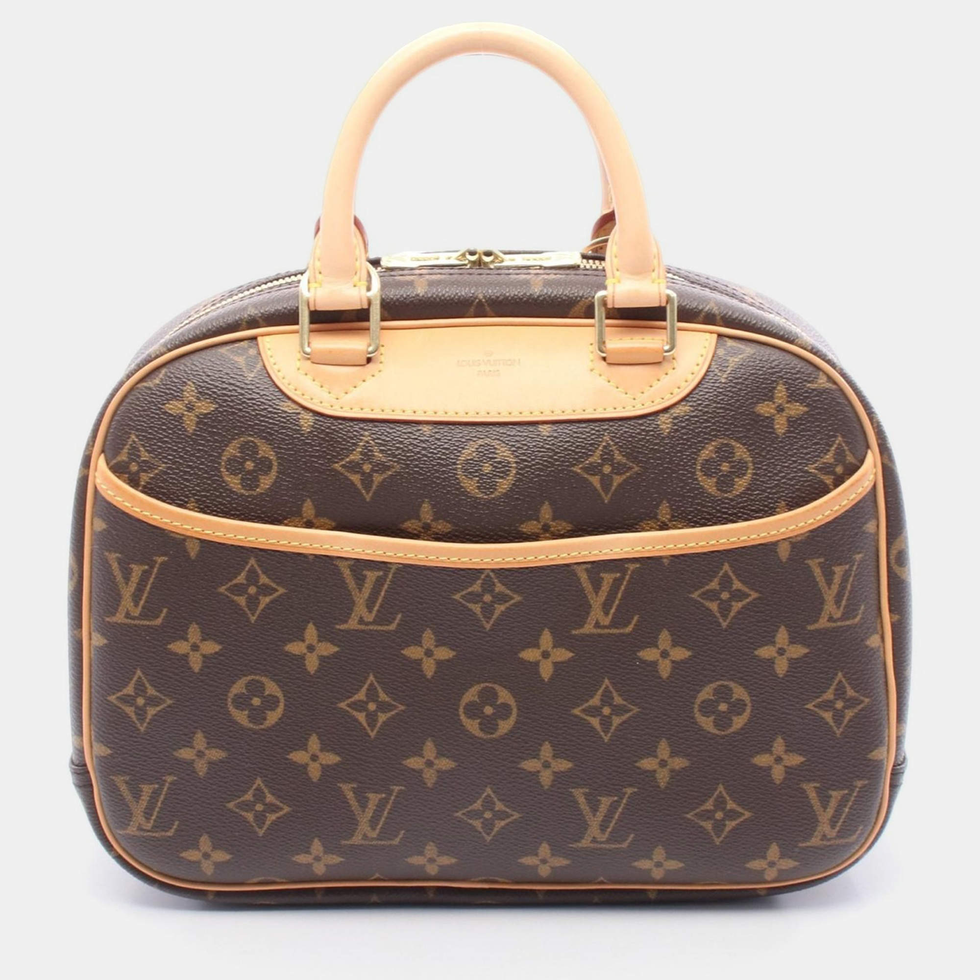 Pre Owned Louis Vuitton Trouville Handbag Monogram Canvas Leather Brown