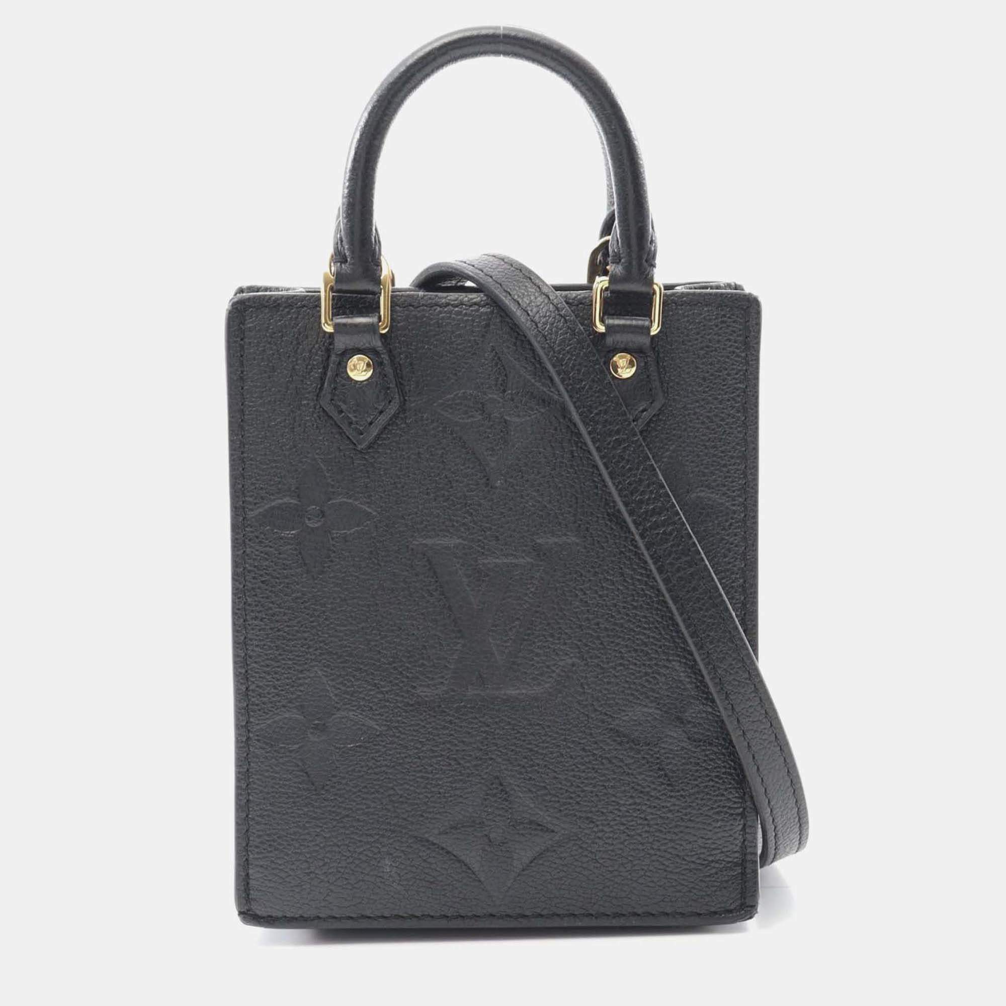 Pre Owned Louis Vuitton Petit Sac Plat 2Way Shoulder Handbag Monogram Empreinte